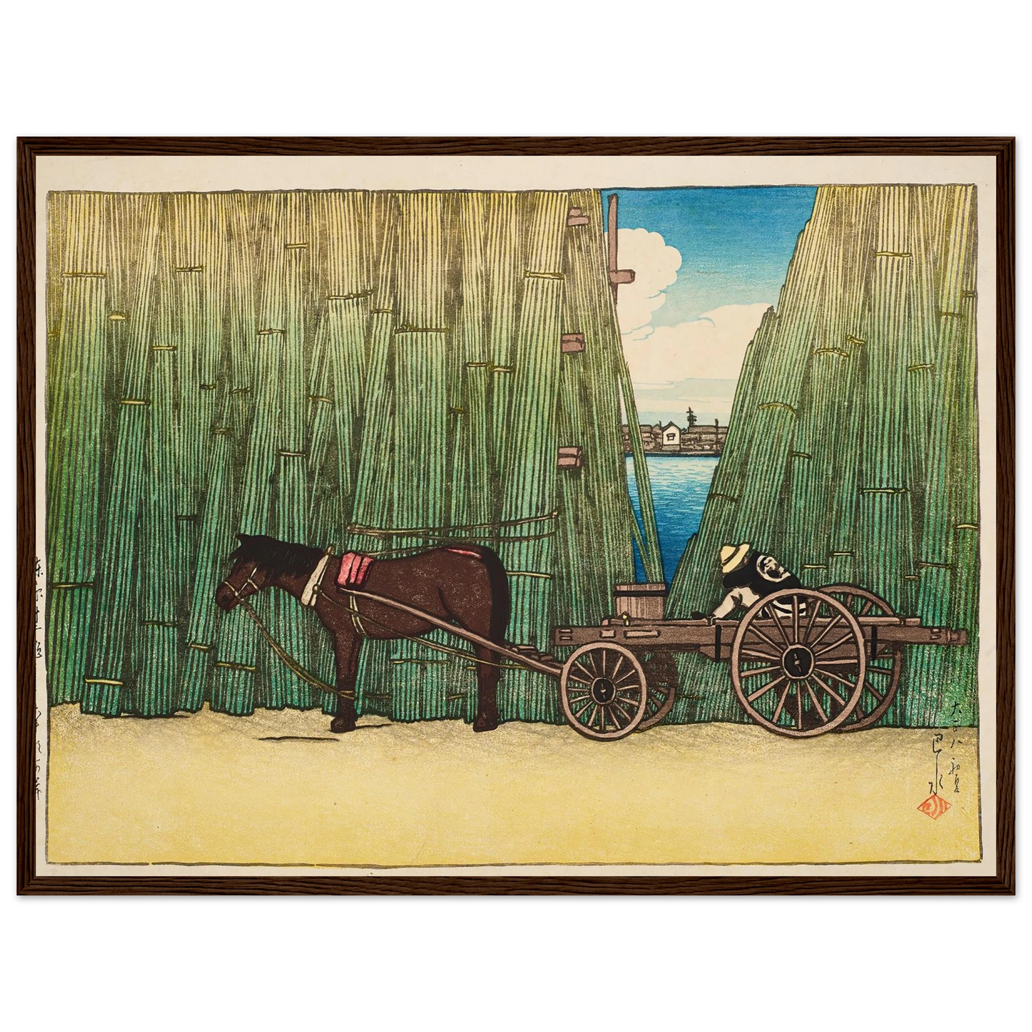 Komagata kashi (River bank, Komagata) (1919) Art Print | Kawase Hasui - Framed Poster - 30x40 cm / 12x16″ - Black frame