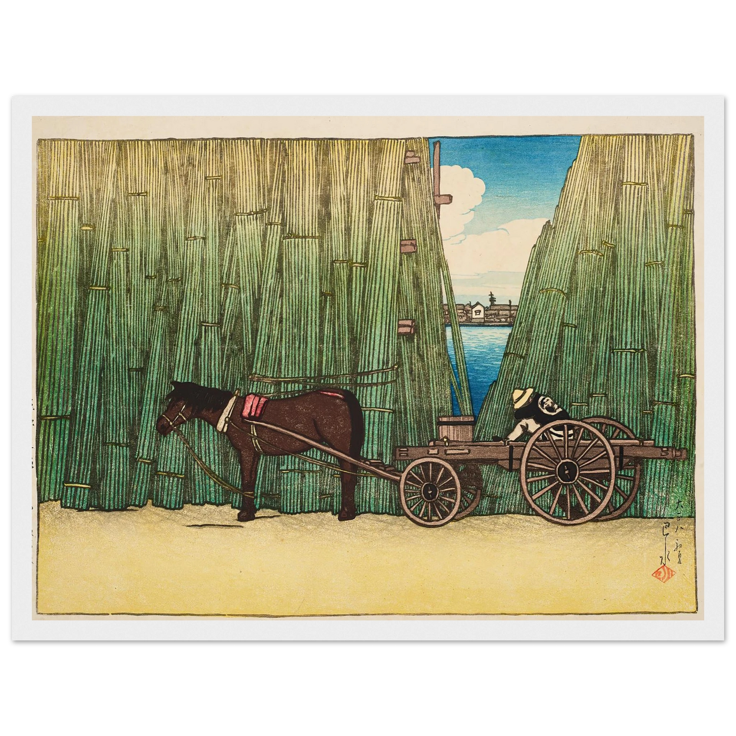 Komagata kashi (River bank, Komagata) (1919) Art Print | Kawase Hasui - Framed Poster - 30x40 cm / 12x16″ - Black frame