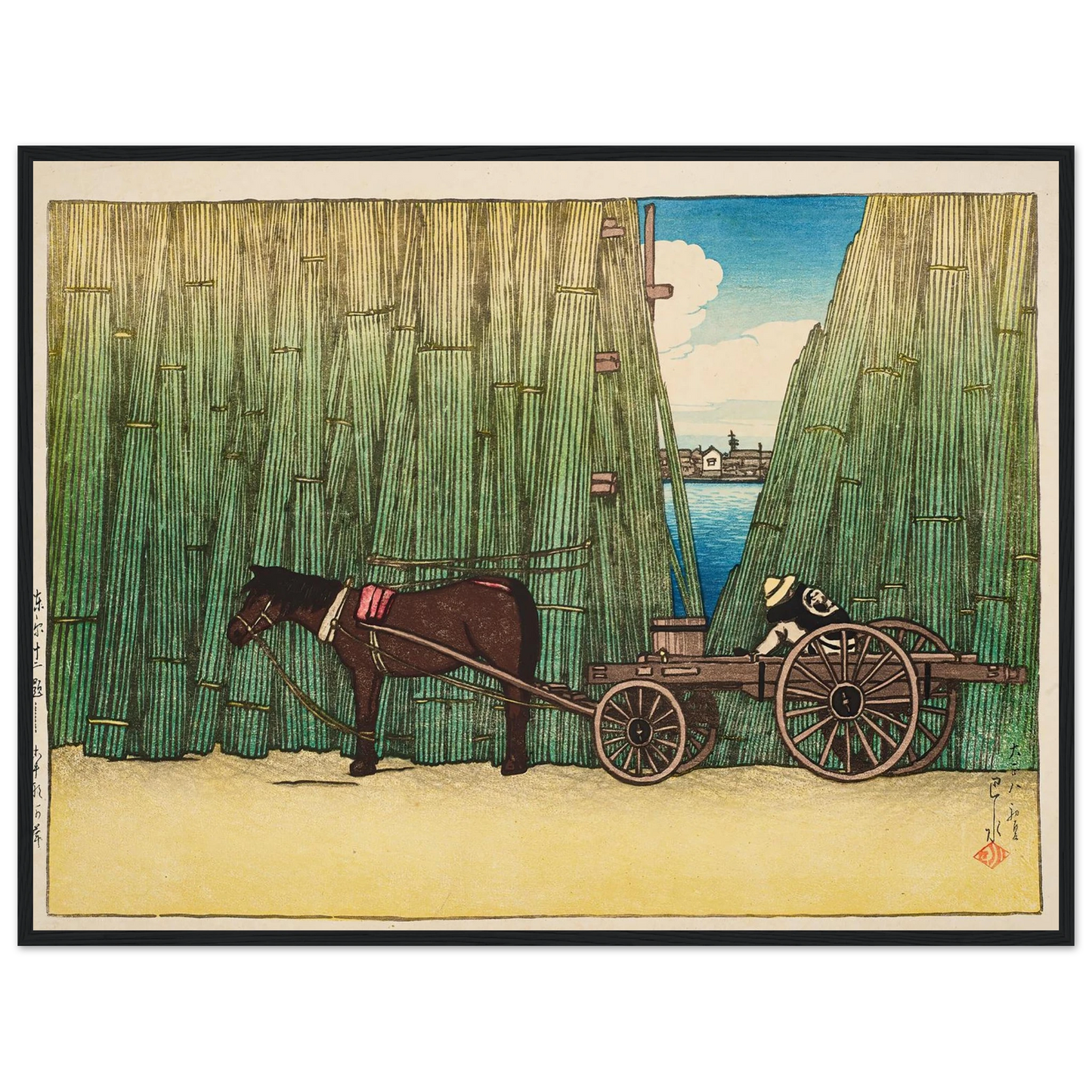 Komagata kashi (River bank, Komagata) (1919) Art Print | Kawase Hasui - Framed Poster - 30x40 cm / 12x16″ - Black frame