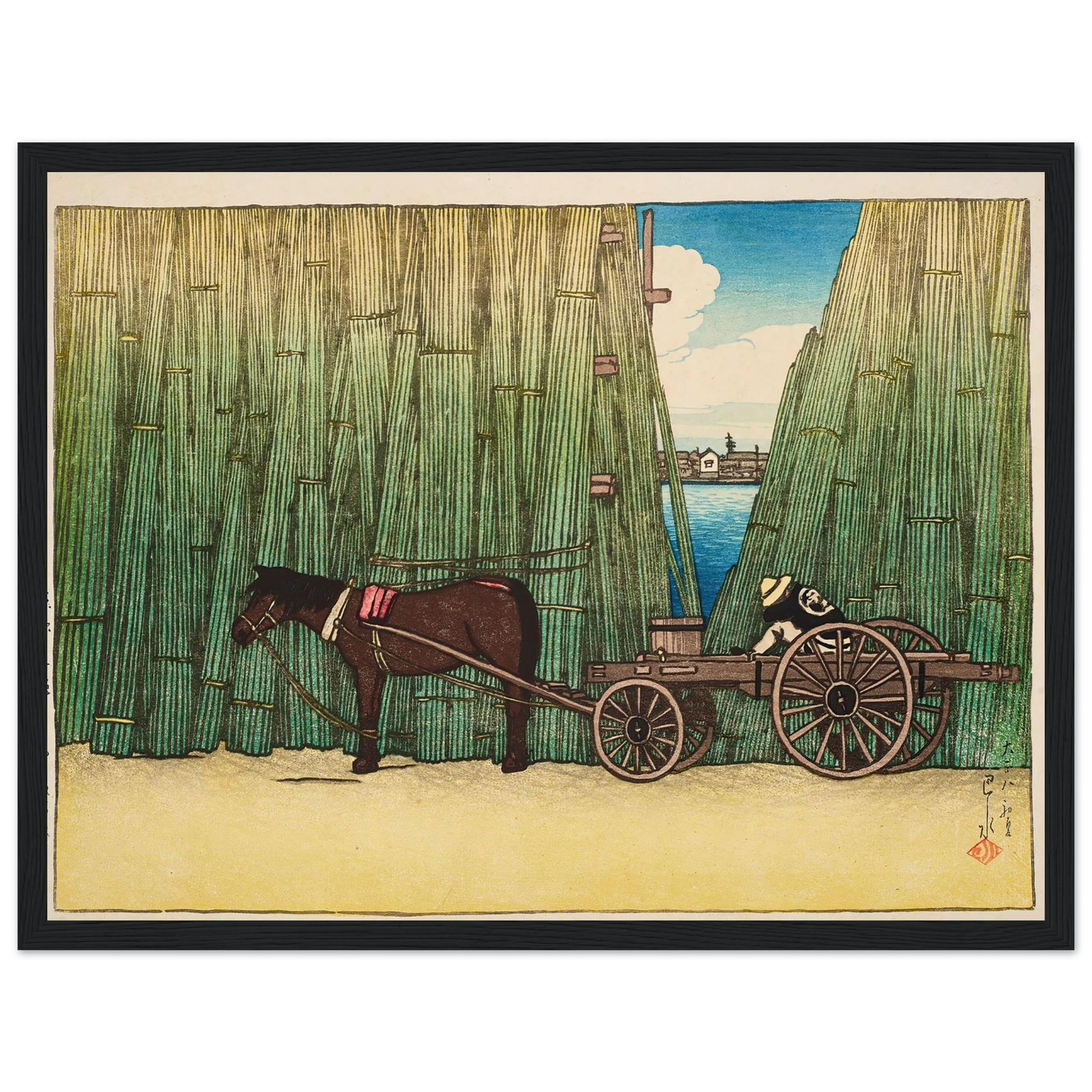 Komagata kashi (River bank, Komagata) (1919) Art Print | Kawase Hasui - Framed Poster - 30x40 cm / 12x16″ - Black frame