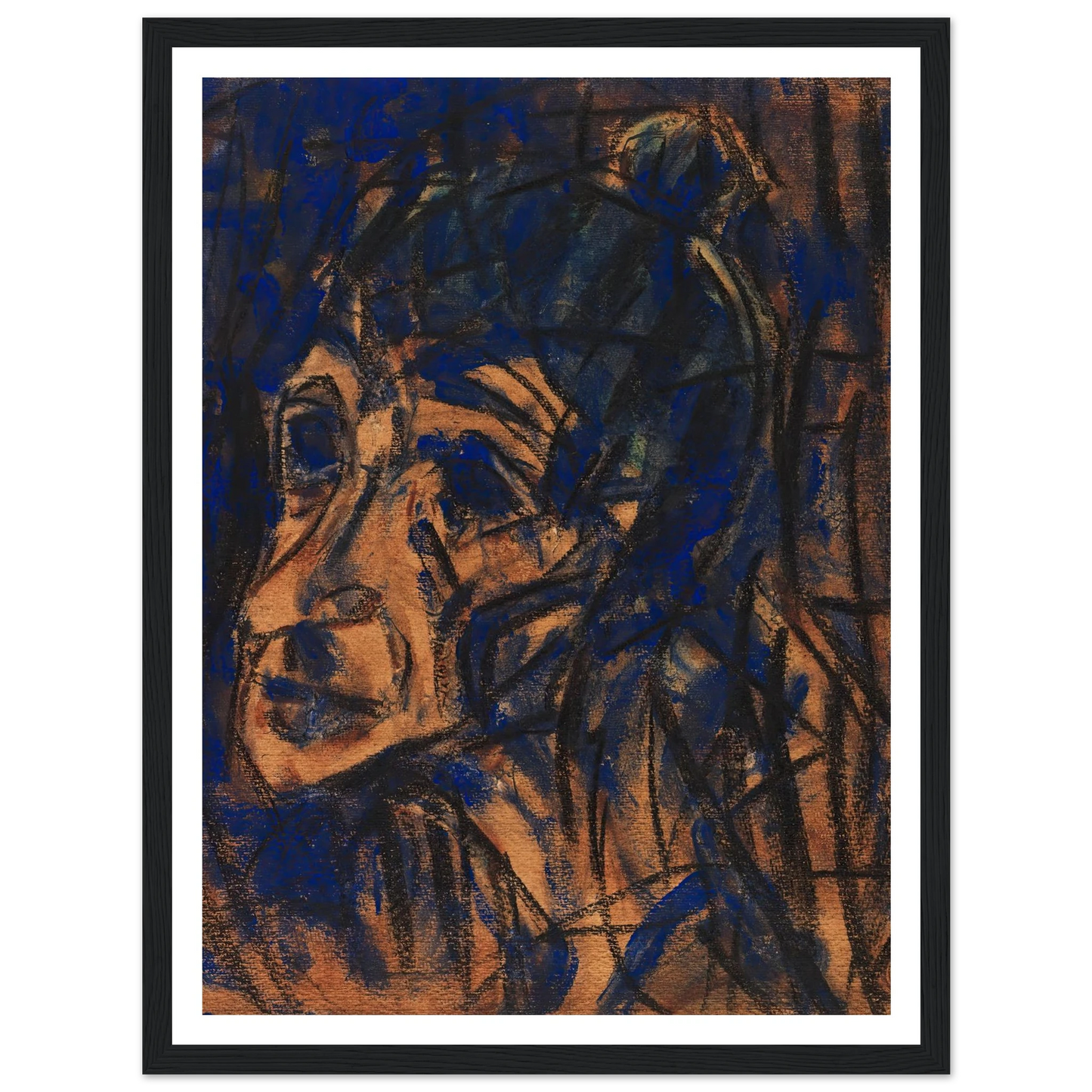 Kopf II (1921) Art Print | Christian Rohlfs - Framed Poster - 30x40 cm / 12x16″ - Black frame