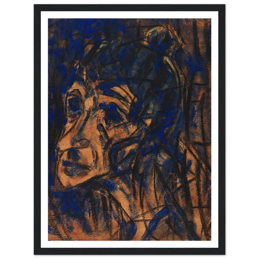 Kopf II (1921) Art Print | Christian Rohlfs - Framed Poster - 30x40 cm / 12x16″ - Black frame