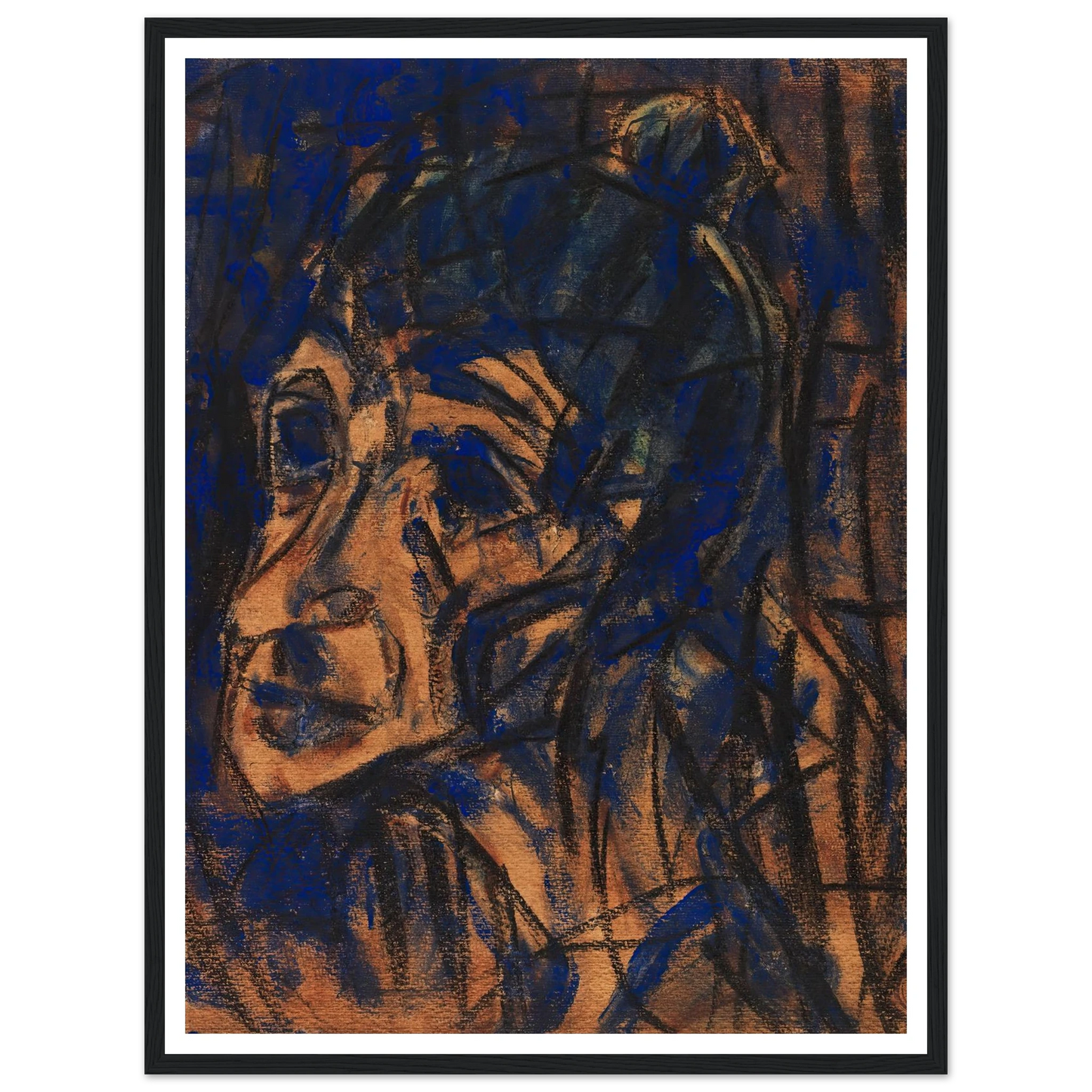 Kopf II (1921) Art Print | Christian Rohlfs - Framed Poster - 30x40 cm / 12x16″ - Black frame