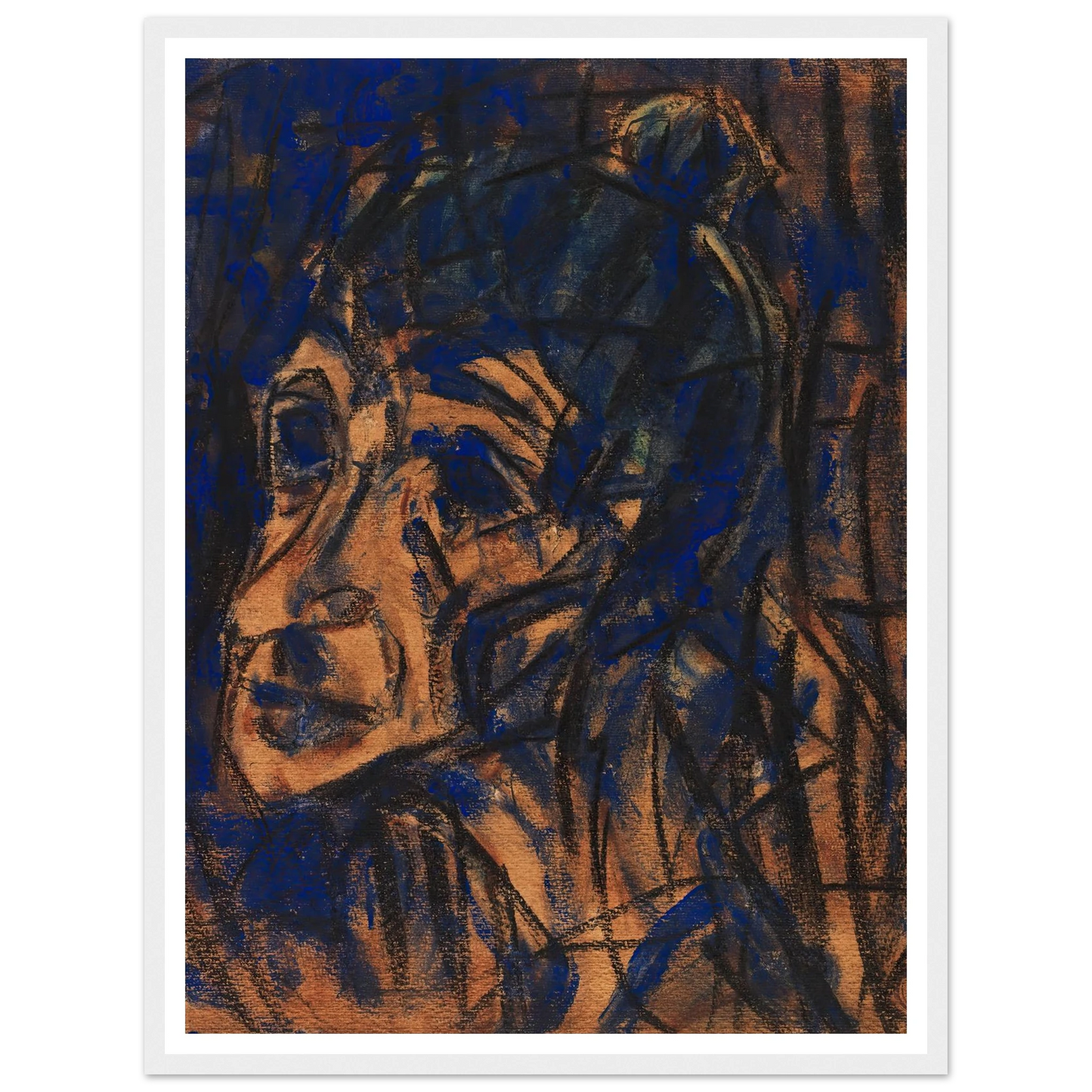 Kopf II (1921) Art Print | Christian Rohlfs - Framed Poster - 30x40 cm / 12x16″ - Black frame