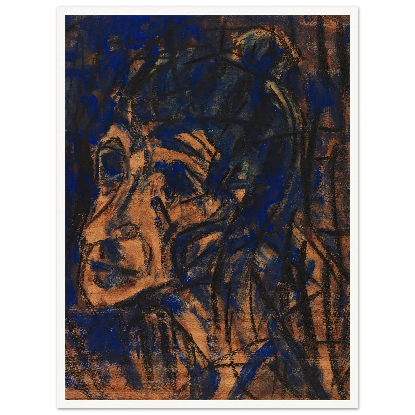 Kopf II (1921) Art Print | Christian Rohlfs - Framed Poster - 30x40 cm / 12x16″ - Black frame