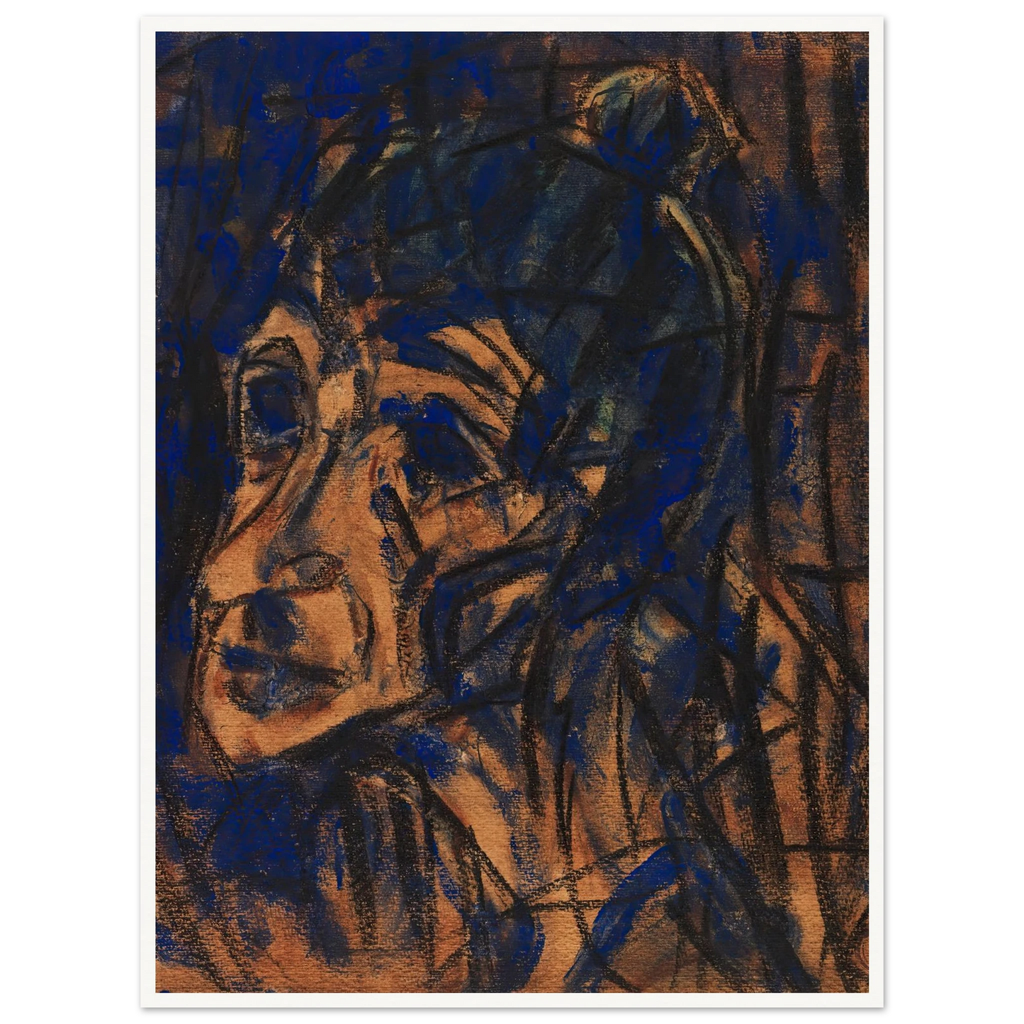 Kopf II (1921) Art Print | Christian Rohlfs - Framed Poster - 30x40 cm / 12x16″ - Black frame