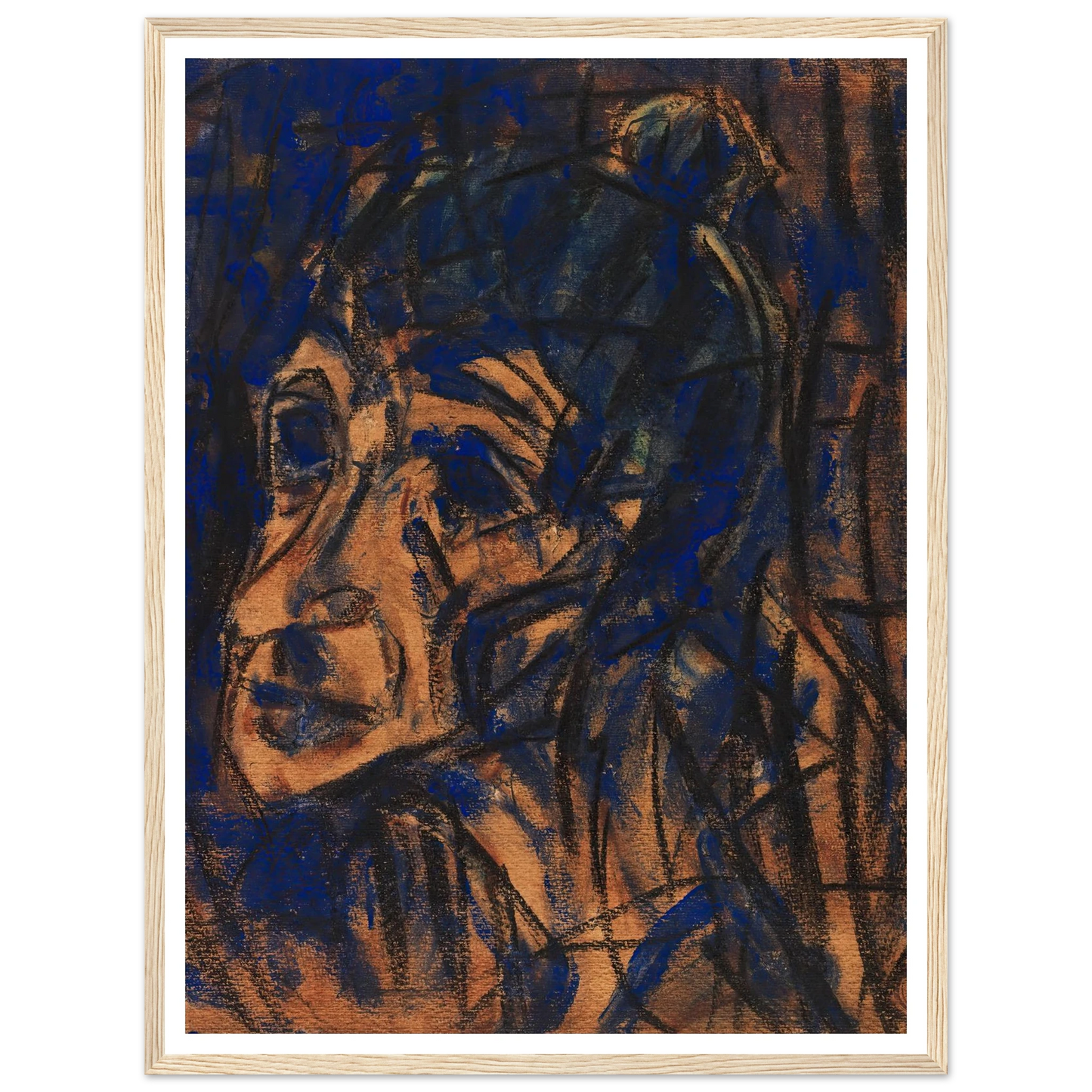 Kopf II (1921) Art Print | Christian Rohlfs - Framed Poster - 30x40 cm / 12x16″ - Black frame