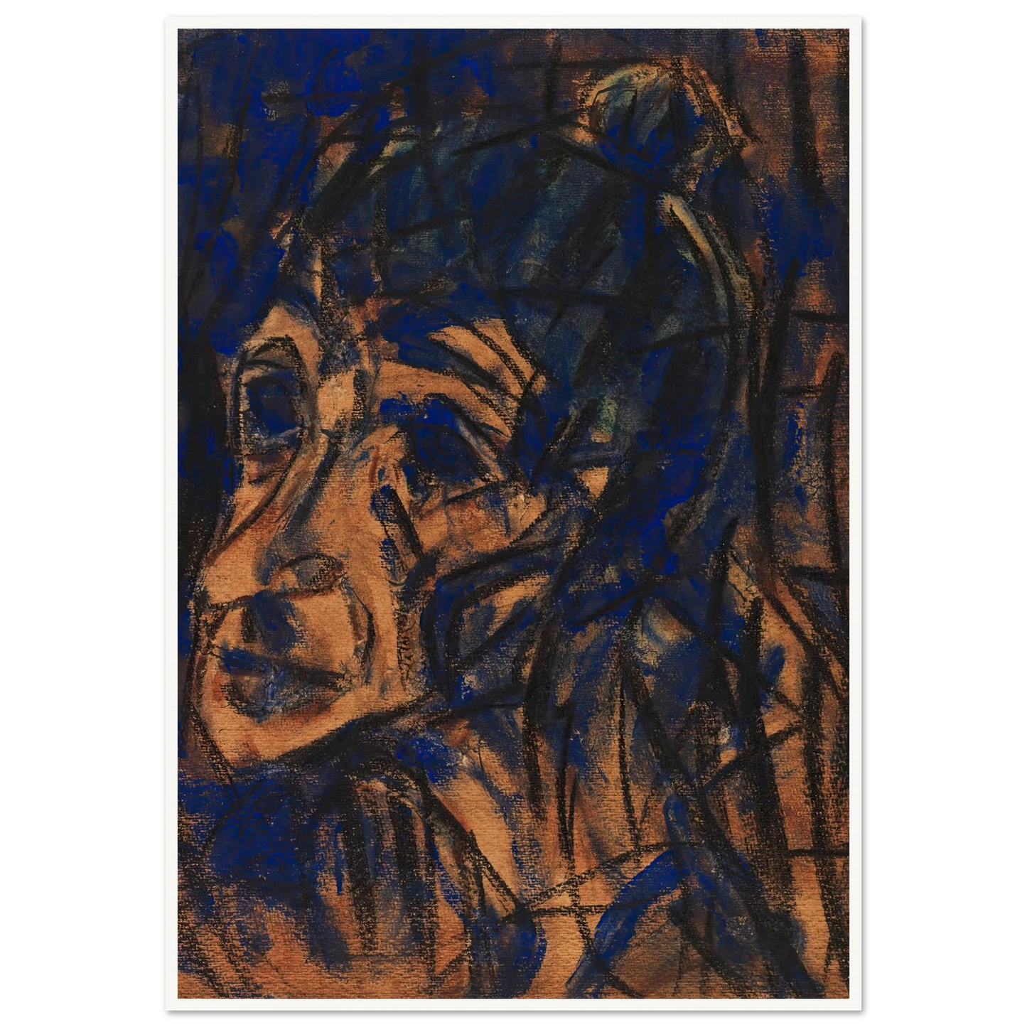 Kopf II (1921) Art Print | Christian Rohlfs - Framed Poster - 30x40 cm / 12x16″ - Black frame