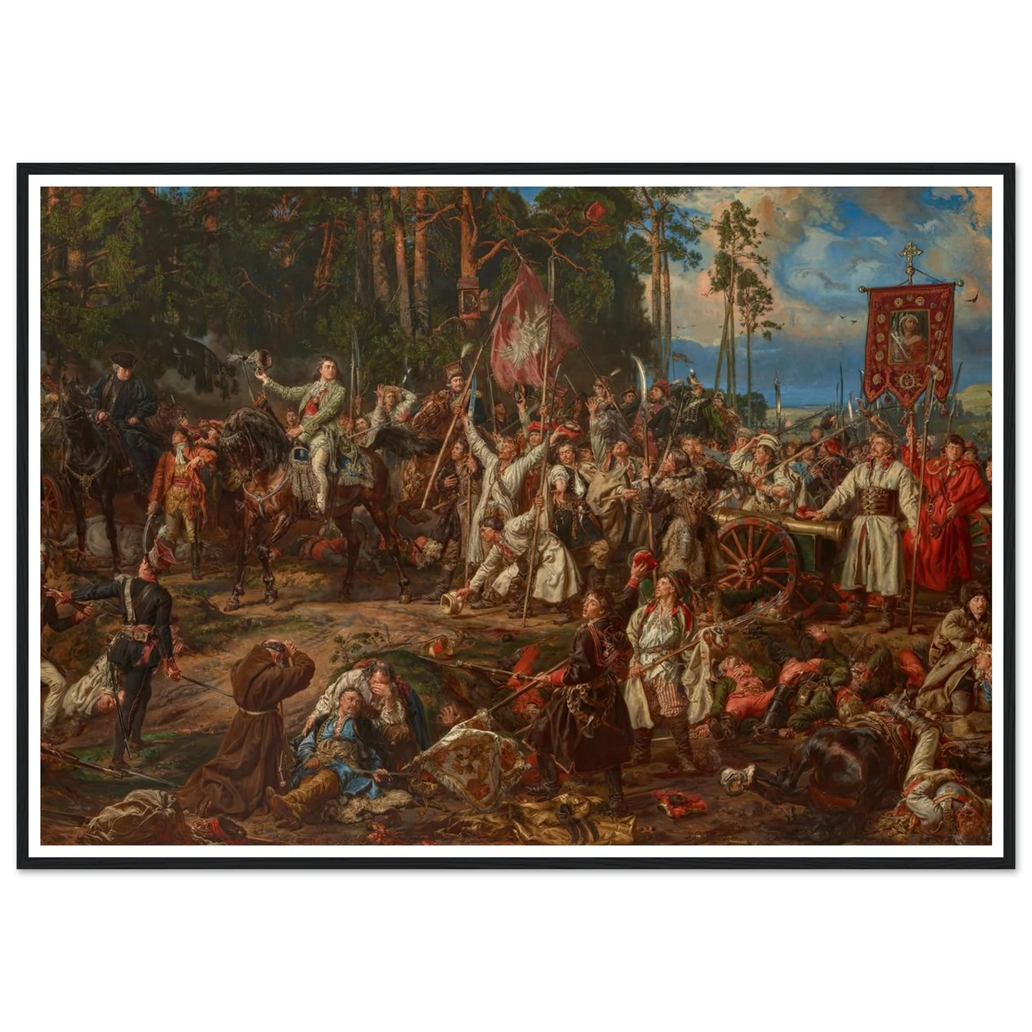Kościuszko at Racławice (1888) Art Print | Jan Matejko - Framed Poster - 30x40 cm / 12x16″ - Black frame