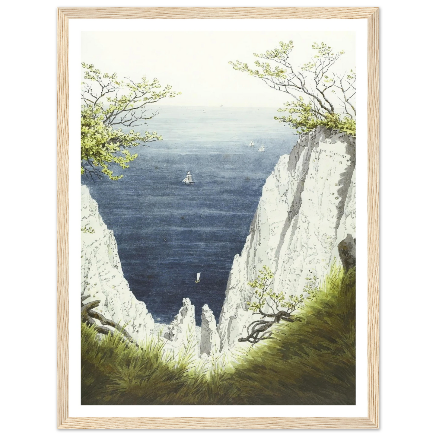 Kreidefelsen auf Rügen Art Print | Caspar David Friedrich - Framed Poster - 30x40 cm / 12x16″ - Black frame