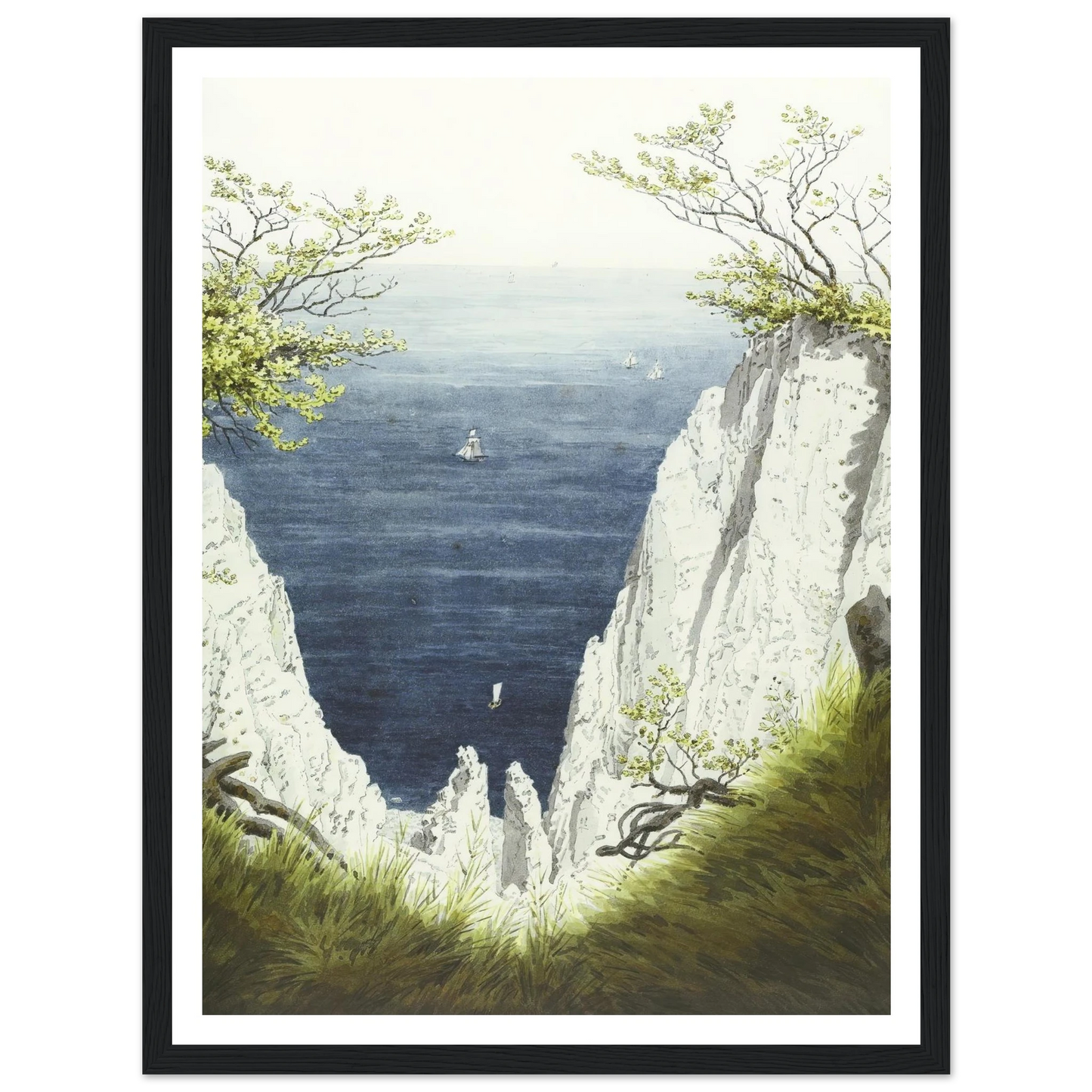 Kreidefelsen auf Rügen Art Print | Caspar David Friedrich - Framed Poster - 30x40 cm / 12x16″ - Black frame