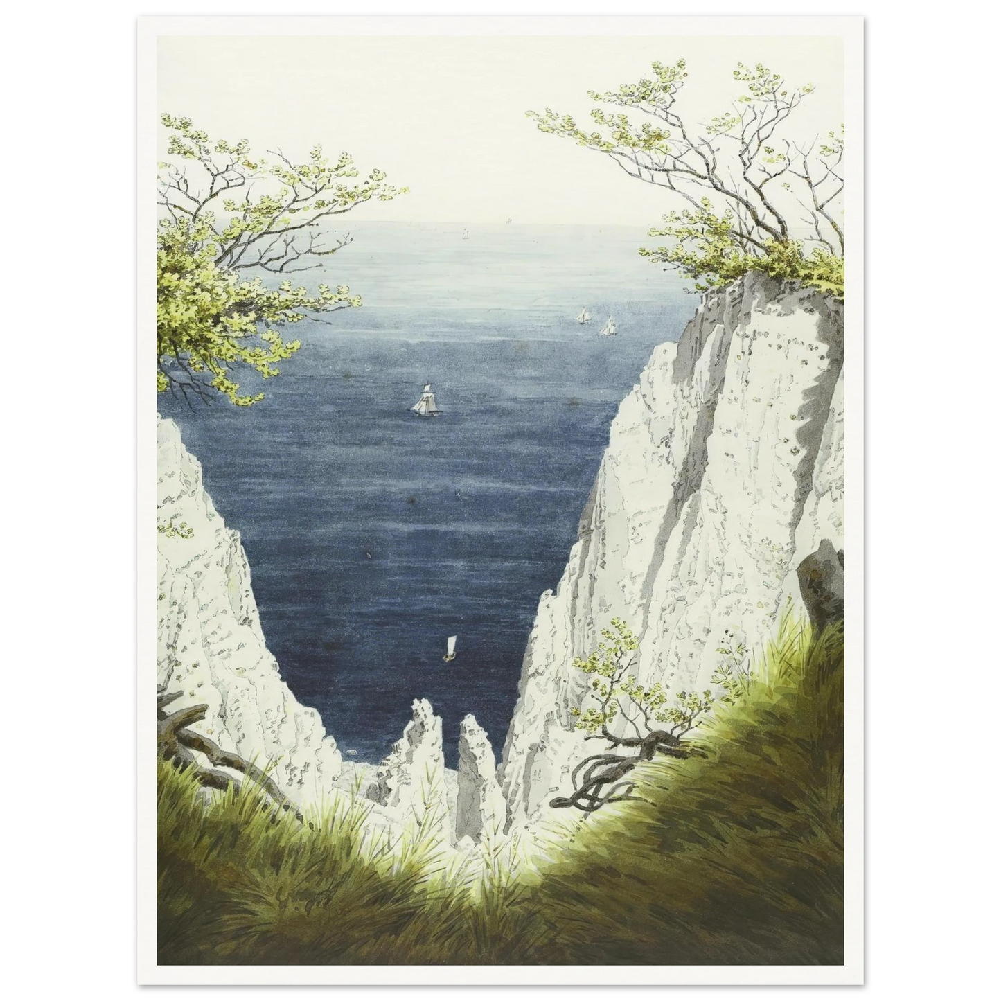 Kreidefelsen auf Rügen Art Print | Caspar David Friedrich - Framed Poster - 30x40 cm / 12x16″ - Black frame