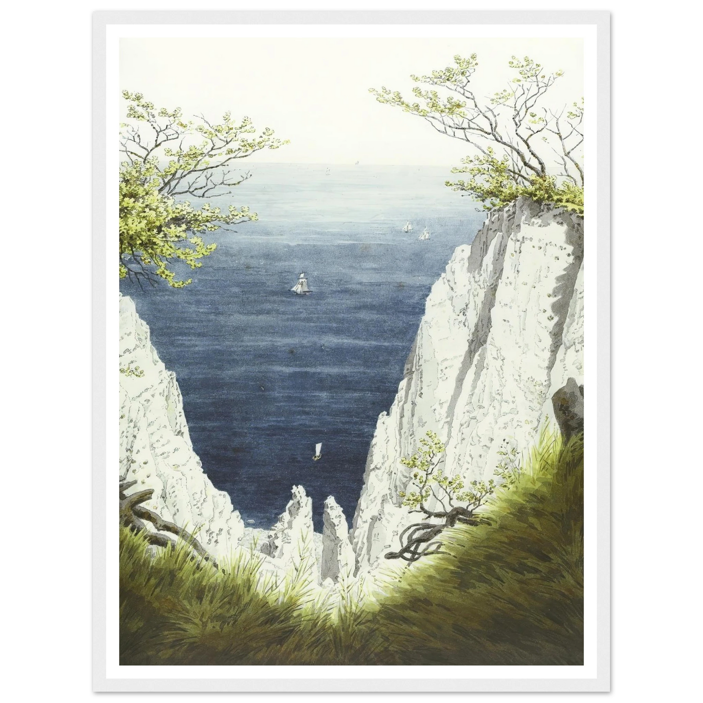 Kreidefelsen auf Rügen Art Print | Caspar David Friedrich - Framed Poster - 30x40 cm / 12x16″ - Black frame