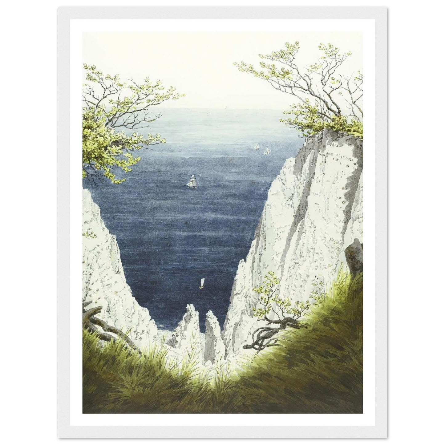 Kreidefelsen auf Rügen Art Print | Caspar David Friedrich - Framed Poster - 30x40 cm / 12x16″ - Black frame