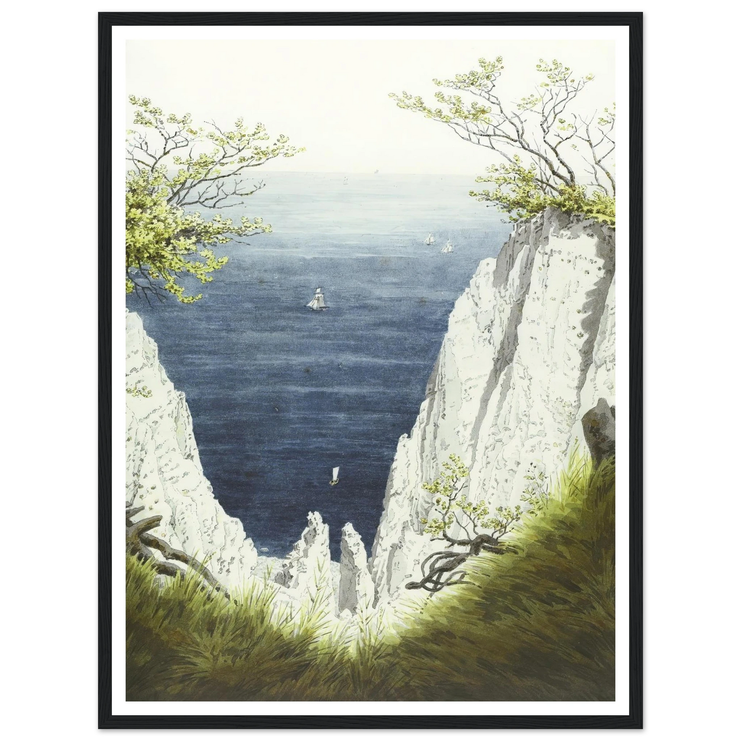 Kreidefelsen auf Rügen Art Print | Caspar David Friedrich - Framed Poster - 30x40 cm / 12x16″ - Black frame