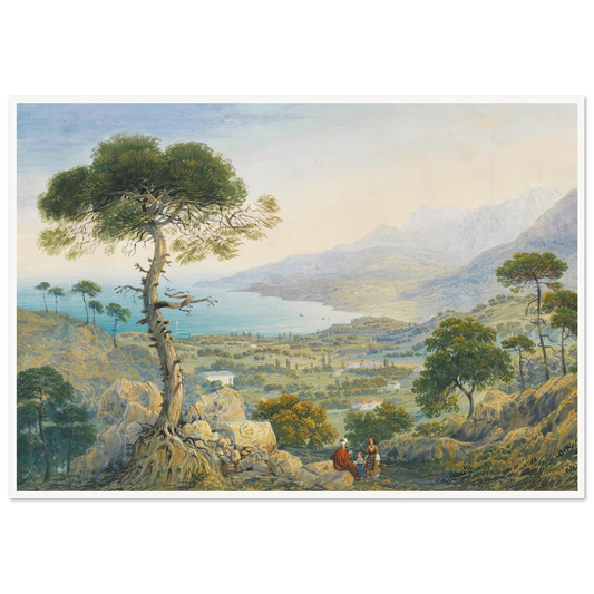Krimlandschaft mit Meeresbucht (1844) Art Print | Carlo Bossoli - Framed Poster - 30x40 cm / 12x16″ - Black frame
