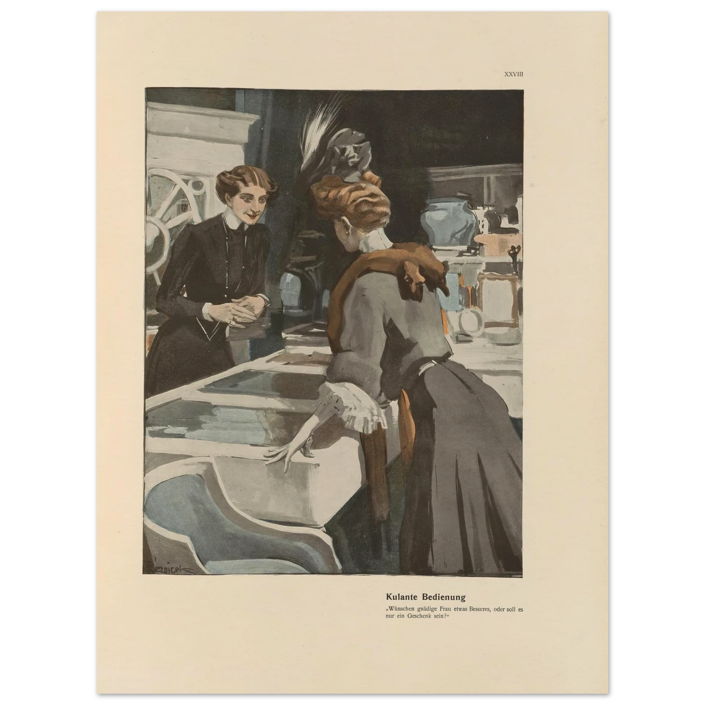 Kulante Bedienung (1908) Art Print | Ferdinand Freiherr von Reznicek - Framed Poster - 30x40 cm / 12x16″ - Black frame