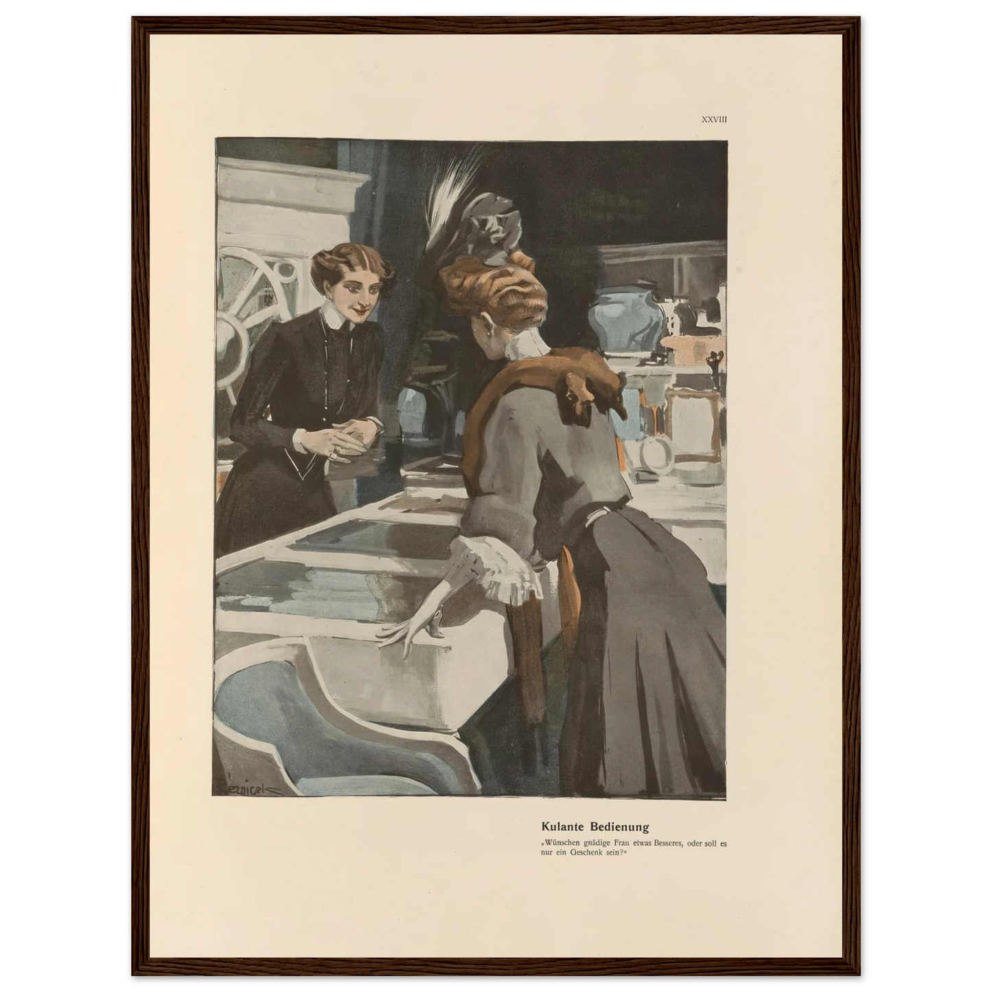 Kulante Bedienung (1908) Art Print | Ferdinand Freiherr von Reznicek - Framed Poster - 30x40 cm / 12x16″ - Black frame