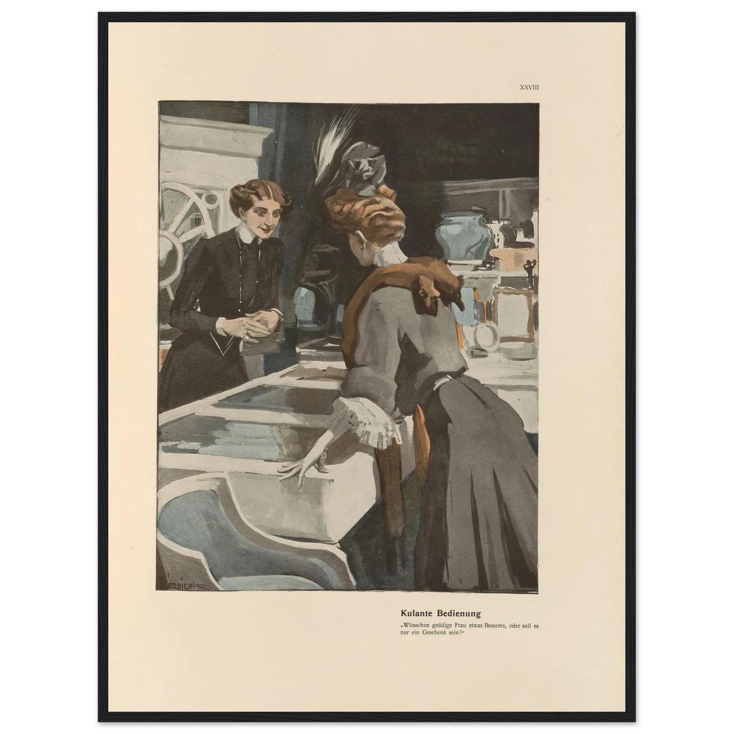 Kulante Bedienung (1908) Art Print | Ferdinand Freiherr von Reznicek - Framed Poster - 30x40 cm / 12x16″ - Black frame
