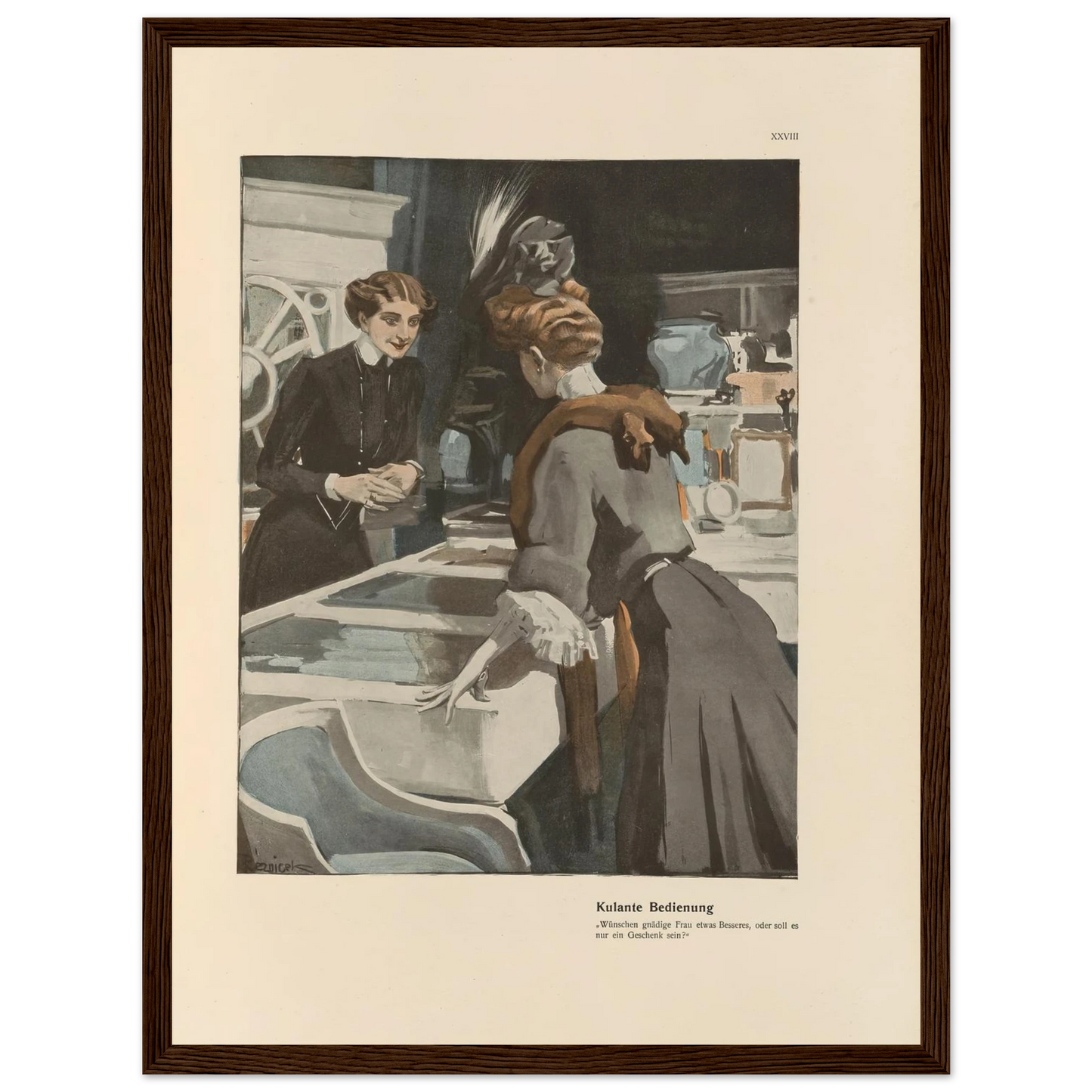 Kulante Bedienung (1908) Art Print | Ferdinand Freiherr von Reznicek - Framed Poster - 30x40 cm / 12x16″ - Black frame