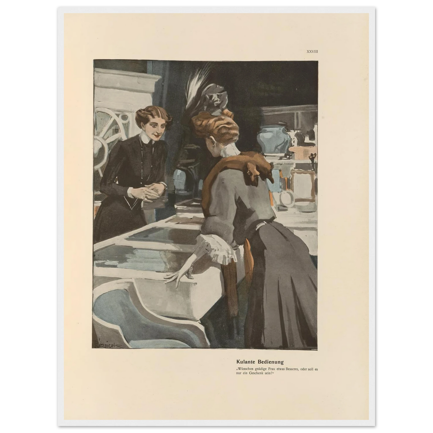 Kulante Bedienung (1908) Art Print | Ferdinand Freiherr von Reznicek - Framed Poster - 30x40 cm / 12x16″ - Black frame