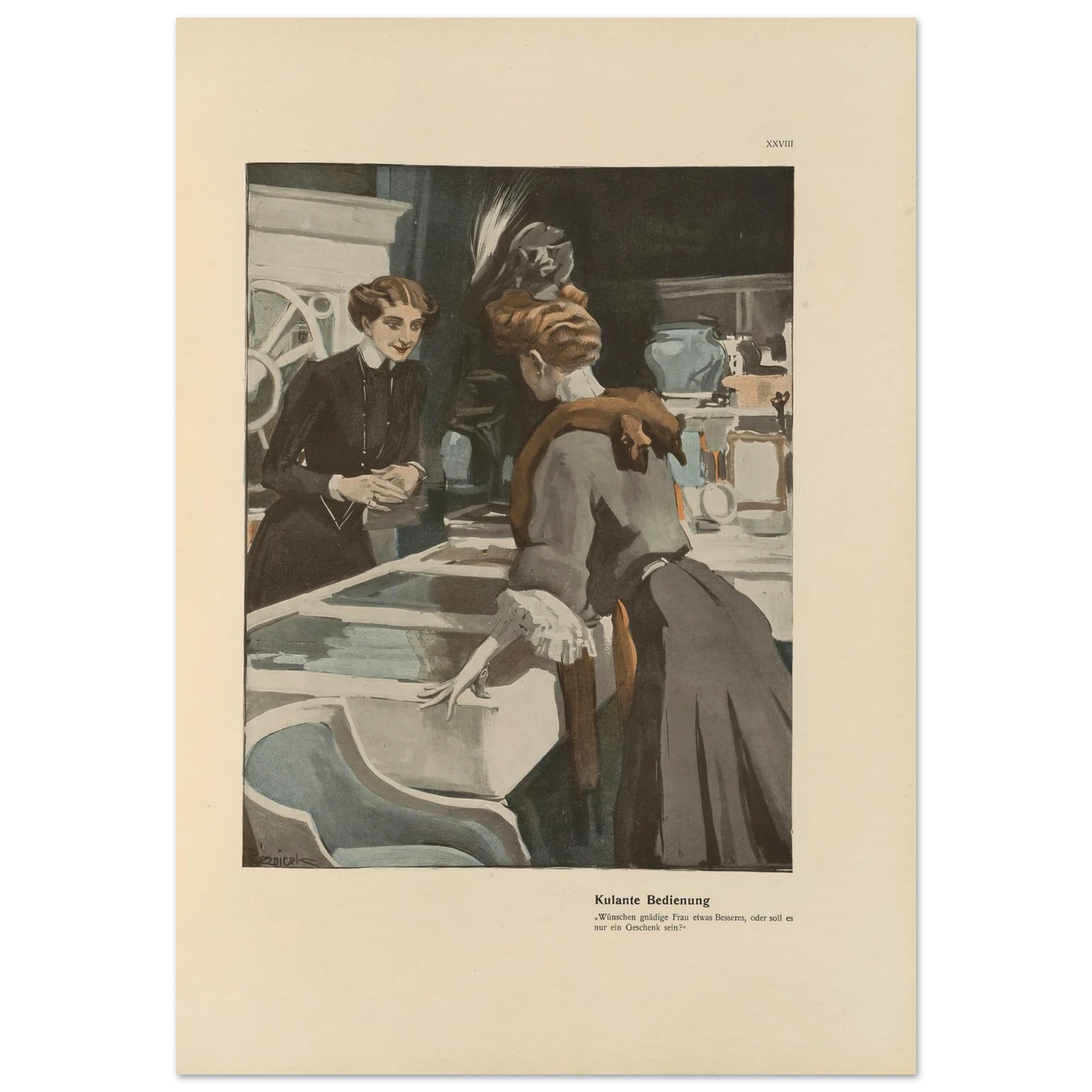 Kulante Bedienung (1908) Art Print | Ferdinand Freiherr von Reznicek - Framed Poster - 30x40 cm / 12x16″ - Black frame