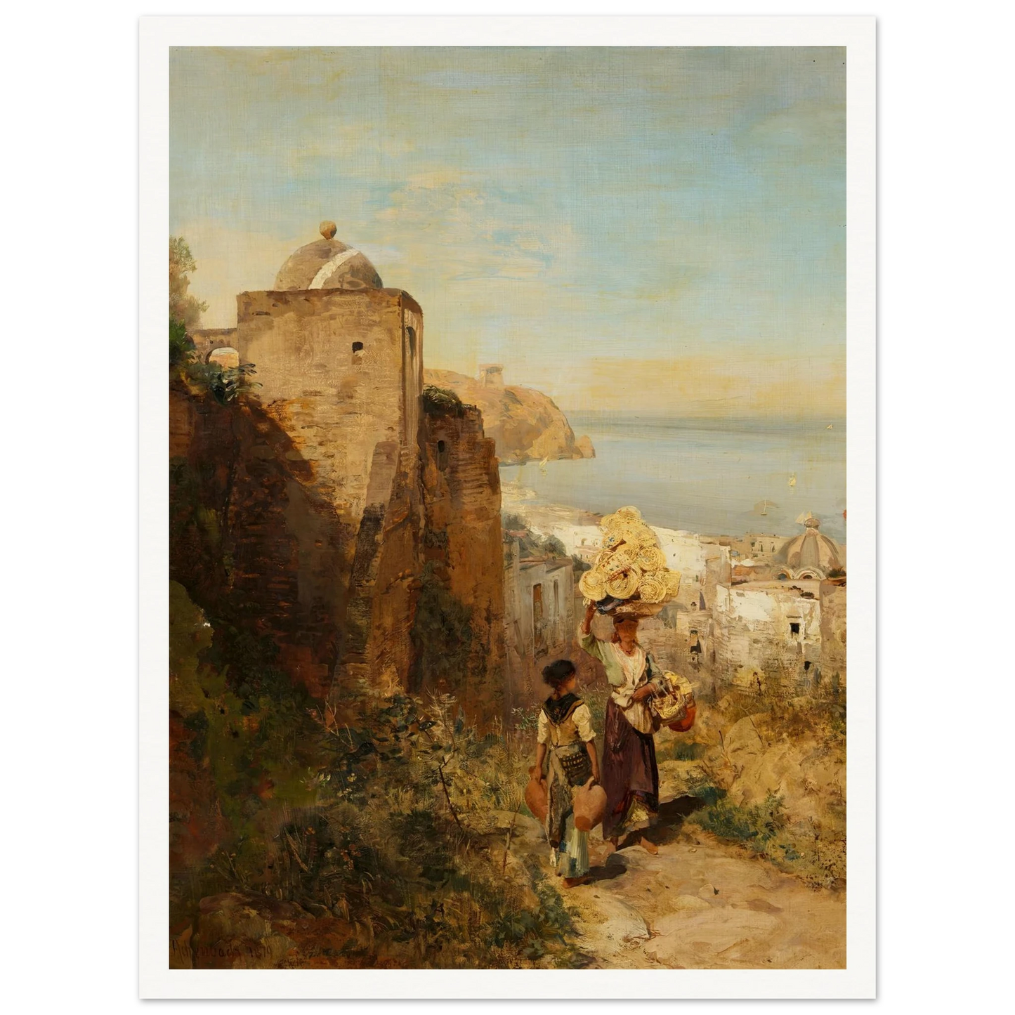 Küstenlandschaft bei Neapel (1879) Art Print | Oswald Achenbach - Framed Poster - 30x40 cm / 12x16″ - Black frame