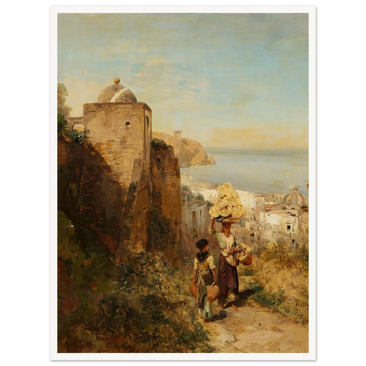Küstenlandschaft bei Neapel (1879) Art Print | Oswald Achenbach - Framed Poster - 30x40 cm / 12x16″ - Black frame