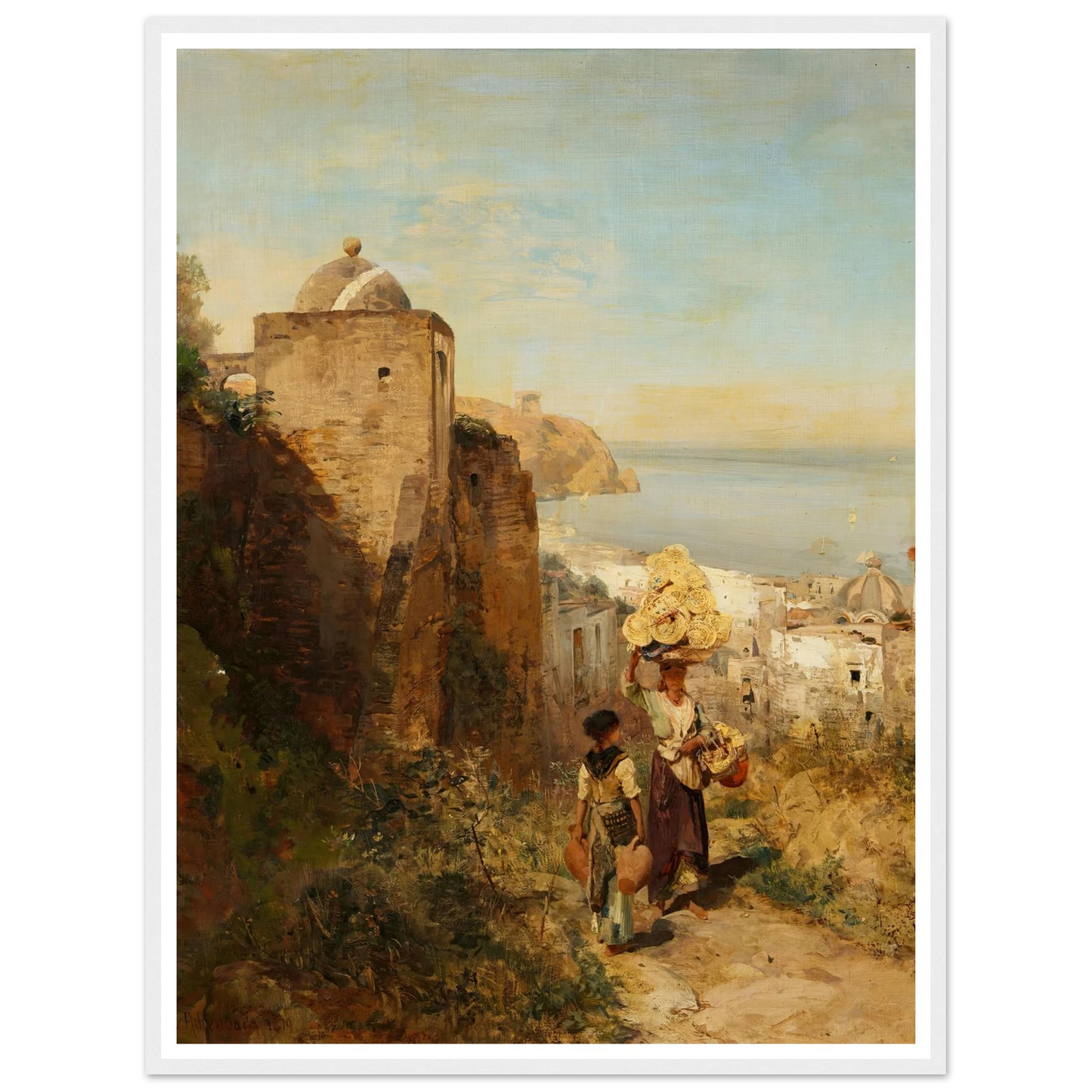 Küstenlandschaft bei Neapel (1879) Art Print | Oswald Achenbach - Framed Poster - 30x40 cm / 12x16″ - Black frame