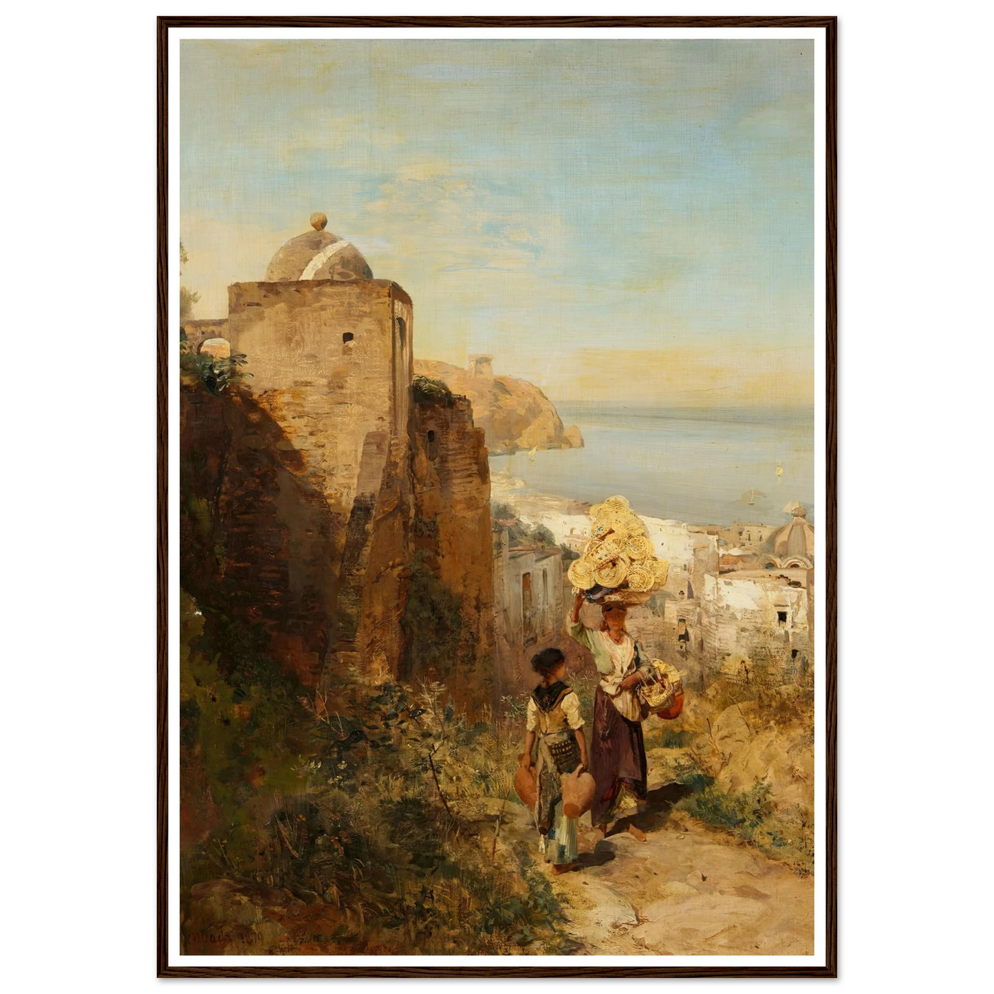 Küstenlandschaft bei Neapel (1879) Art Print | Oswald Achenbach - Framed Poster - 30x40 cm / 12x16″ - Black frame