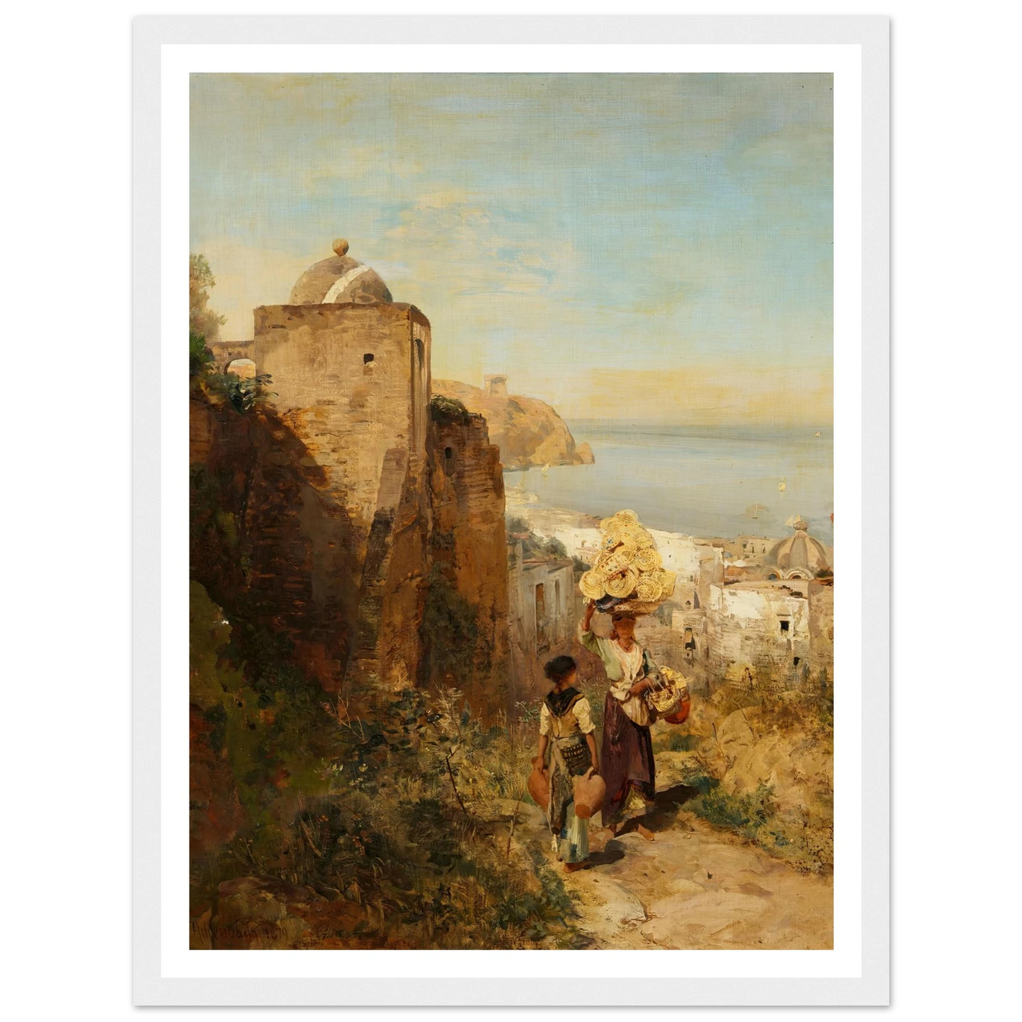 Küstenlandschaft bei Neapel (1879) Art Print | Oswald Achenbach - Framed Poster - 30x40 cm / 12x16″ - Black frame