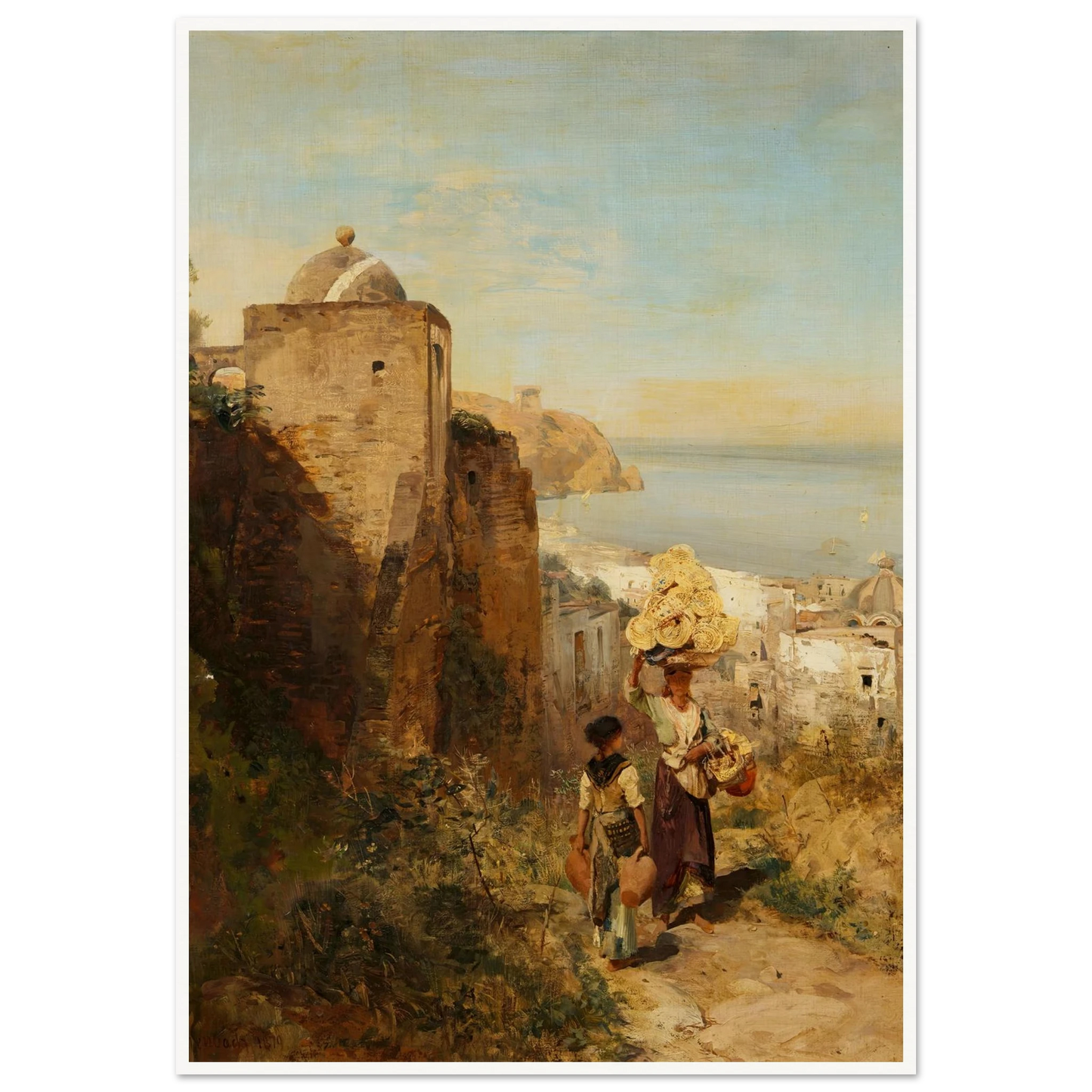 Küstenlandschaft bei Neapel (1879) Art Print | Oswald Achenbach - Framed Poster - 30x40 cm / 12x16″ - Black frame