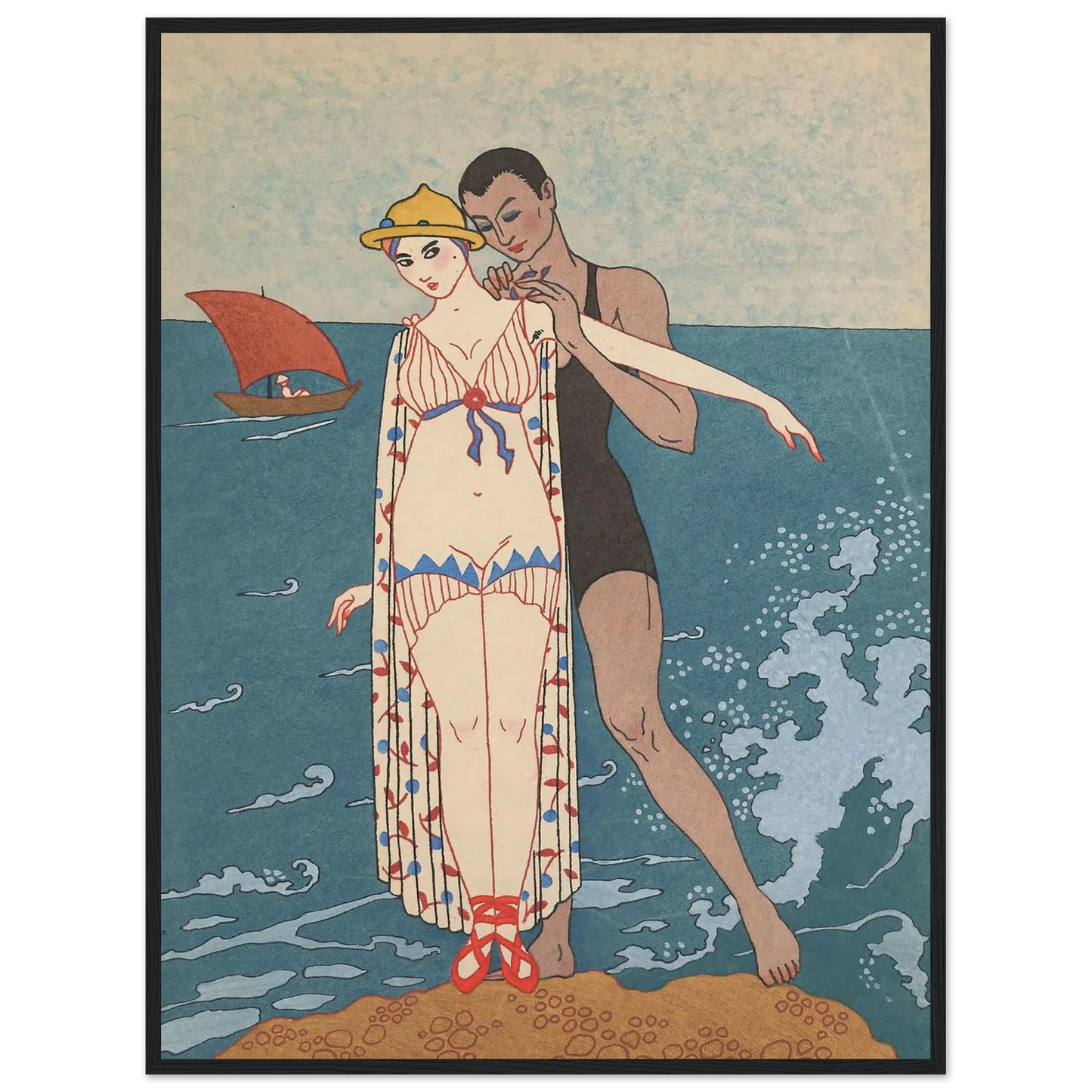 L’ Ilot (1914) Art Print | George Barbier - Framed Poster - 30x40 cm / 12x16″ - Black frame
