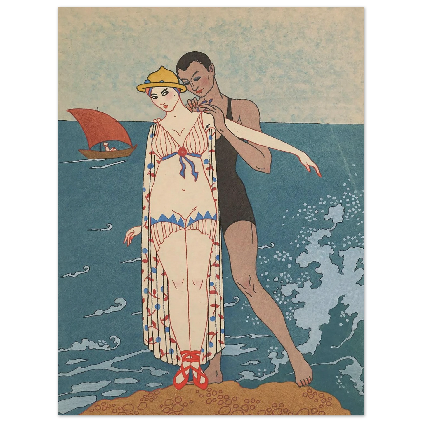 L’ Ilot (1914) Art Print | George Barbier - Framed Poster - 30x40 cm / 12x16″ - Black frame