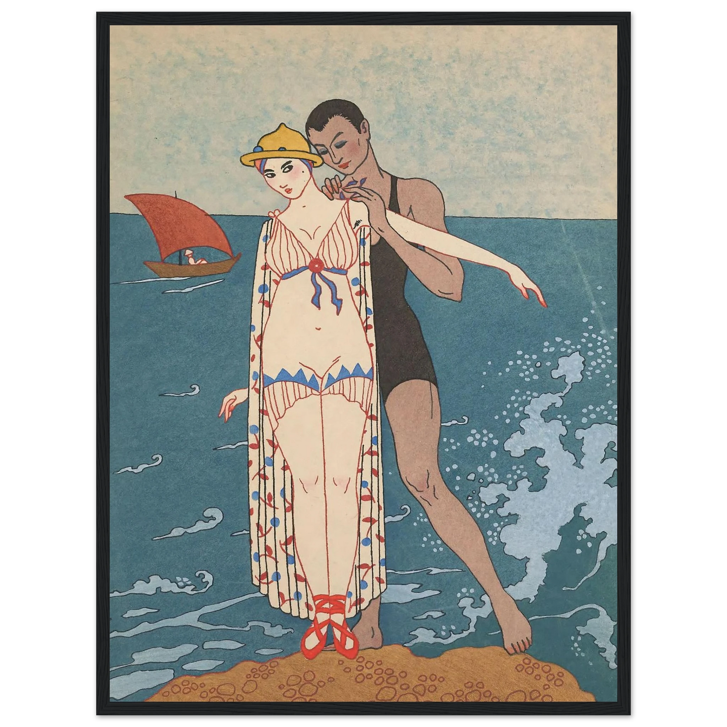 L’ Ilot (1914) Art Print | George Barbier - Framed Poster - 30x40 cm / 12x16″ - Black frame
