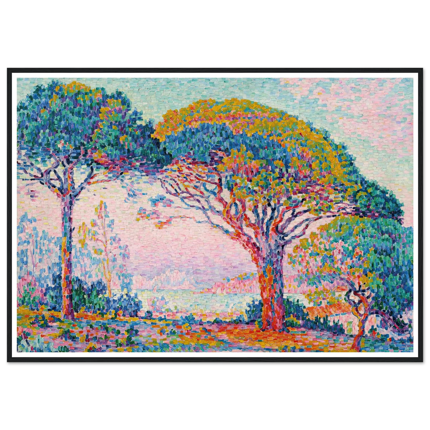 La Baie (Saint-Tropez) (1907) Art Print | Paul Signac - Framed Poster - 30x40 cm / 12x16″ - Black frame