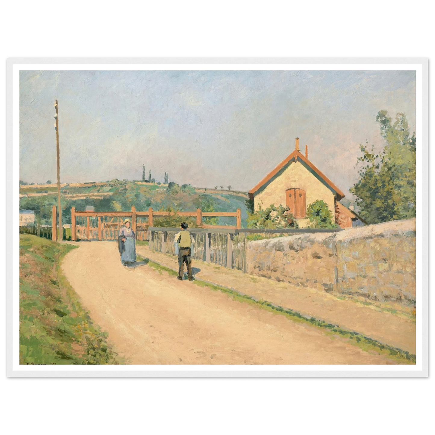 La barrière du chemin de fer, aux Pâtis près Pontoise (1873) Art Print | Camille Pissarro - Framed Poster - 30x40 cm / 12x16″ - Black frame