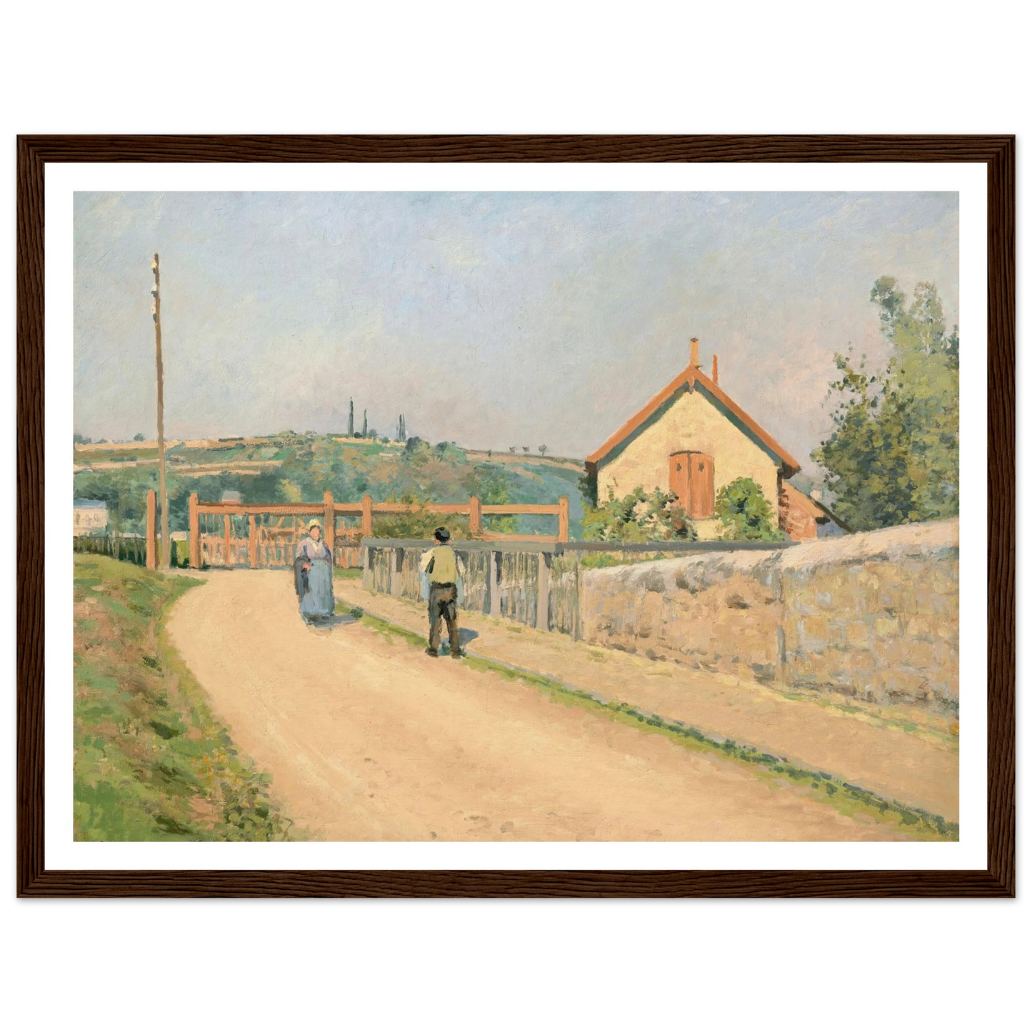 La barrière du chemin de fer, aux Pâtis près Pontoise (1873) Art Print | Camille Pissarro - Framed Poster - 30x40 cm / 12x16″ - Black frame