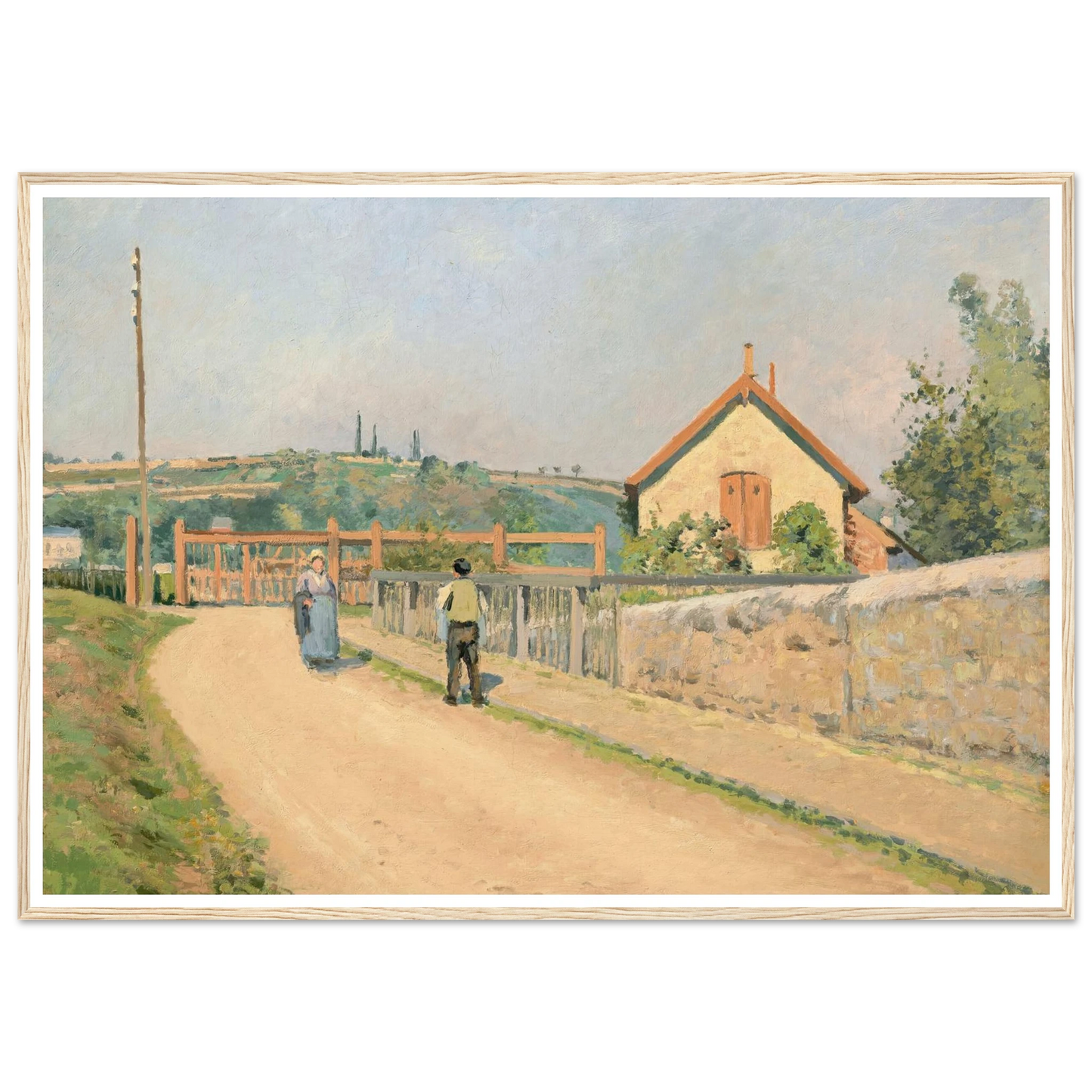 La barrière du chemin de fer, aux Pâtis près Pontoise (1873) Art Print | Camille Pissarro - Framed Poster - 30x40 cm / 12x16″ - Black frame