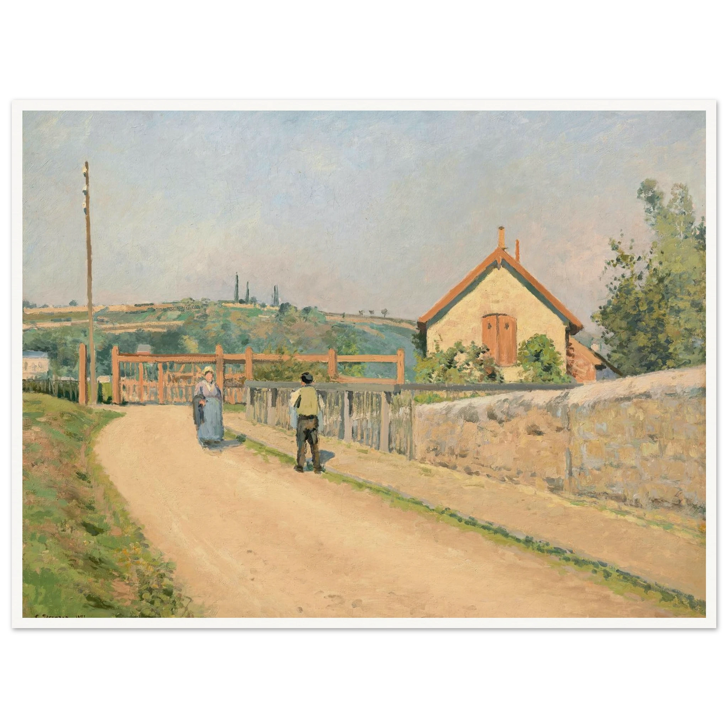 La barrière du chemin de fer, aux Pâtis près Pontoise (1873) Art Print | Camille Pissarro - Framed Poster - 30x40 cm / 12x16″ - Black frame