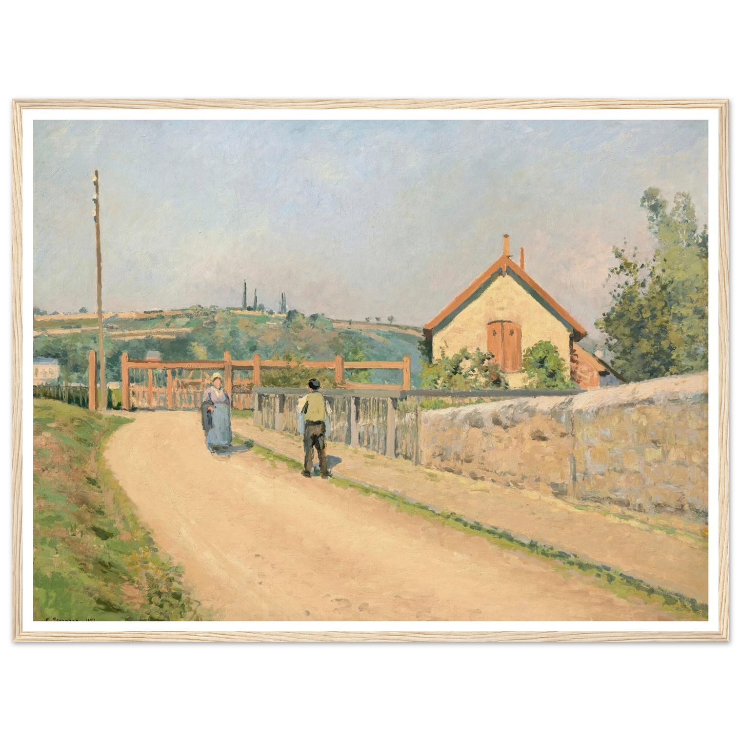 La barrière du chemin de fer, aux Pâtis près Pontoise (1873) Art Print | Camille Pissarro - Framed Poster - 30x40 cm / 12x16″ - Black frame