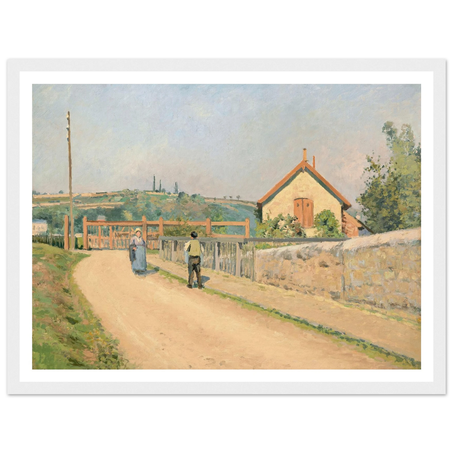 La barrière du chemin de fer, aux Pâtis près Pontoise (1873) Art Print | Camille Pissarro - Framed Poster - 30x40 cm / 12x16″ - Black frame
