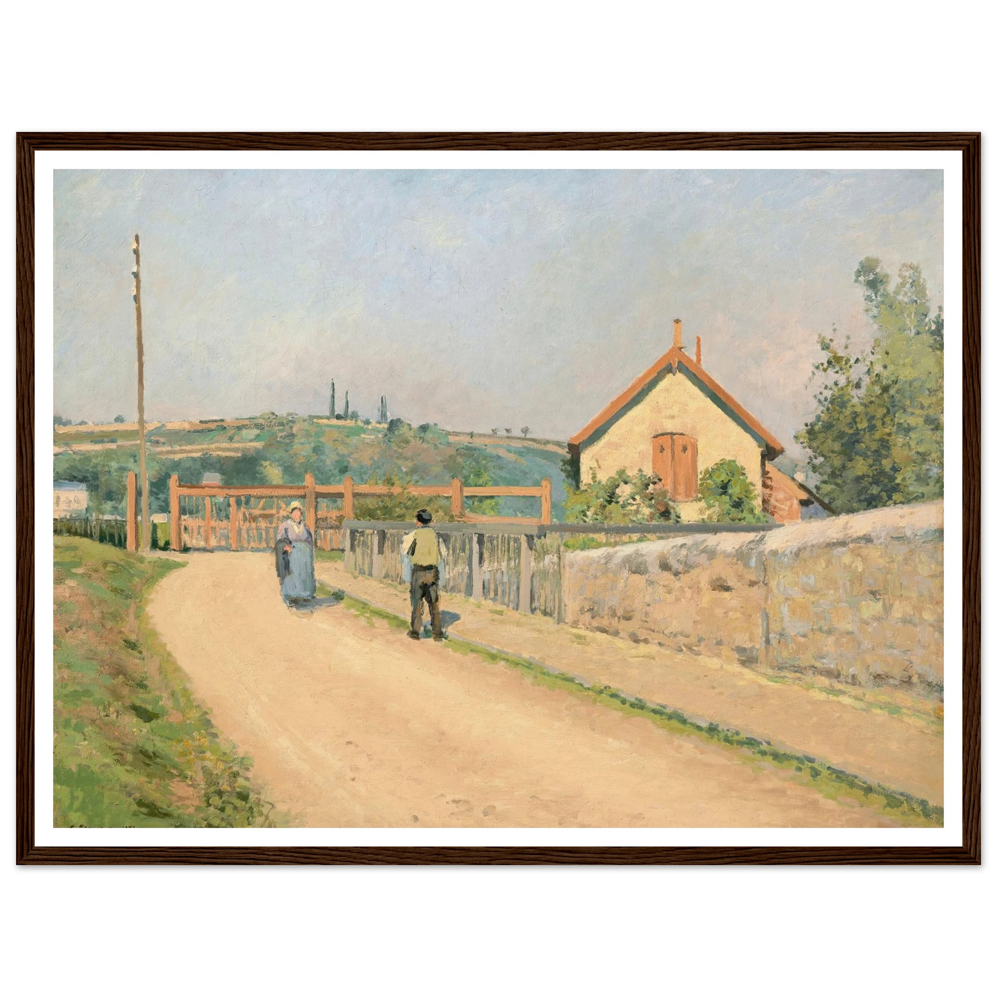 La barrière du chemin de fer, aux Pâtis près Pontoise (1873) Art Print | Camille Pissarro - Framed Poster - 30x40 cm / 12x16″ - Black frame