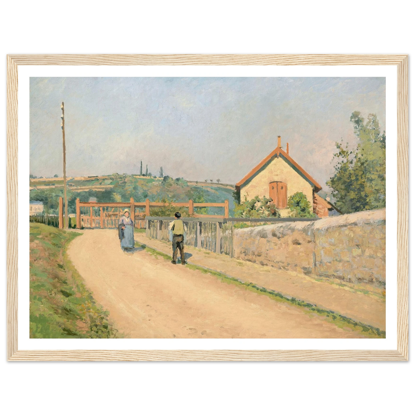 La barrière du chemin de fer, aux Pâtis près Pontoise (1873) Art Print | Camille Pissarro - Framed Poster - 30x40 cm / 12x16″ - Black frame