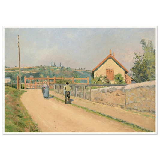 La barrière du chemin de fer, aux Pâtis près Pontoise (1873) Art Print | Camille Pissarro - Framed Poster - 30x40 cm / 12x16″ - Black frame
