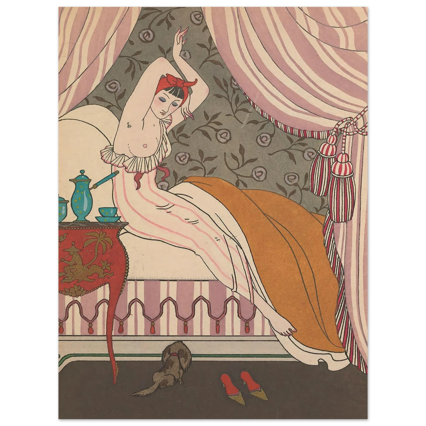 La Belle Matineuse (1914) Art Print | George Barbier - Framed Poster - 30x40 cm / 12x16″ - Black frame