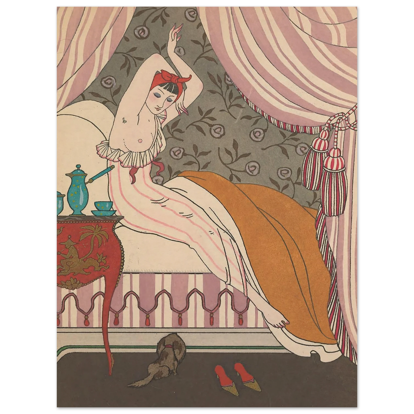 La Belle Matineuse (1914) Art Print | George Barbier - Framed Poster - 30x40 cm / 12x16″ - Black frame