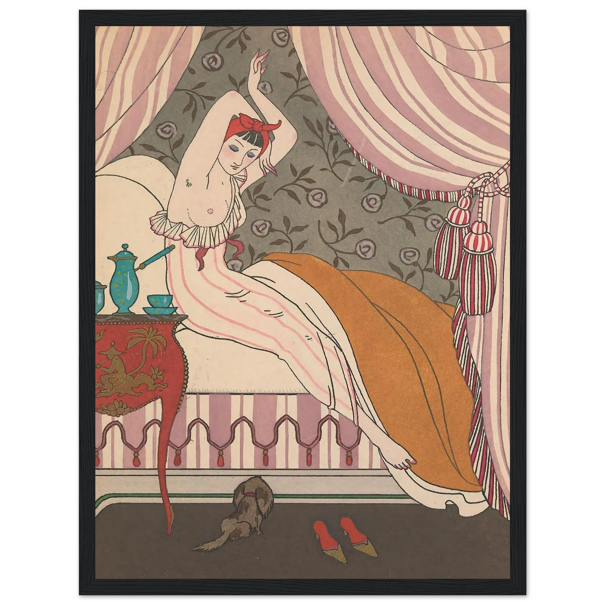 La Belle Matineuse (1914) Art Print | George Barbier - Framed Poster - 30x40 cm / 12x16″ - Black frame