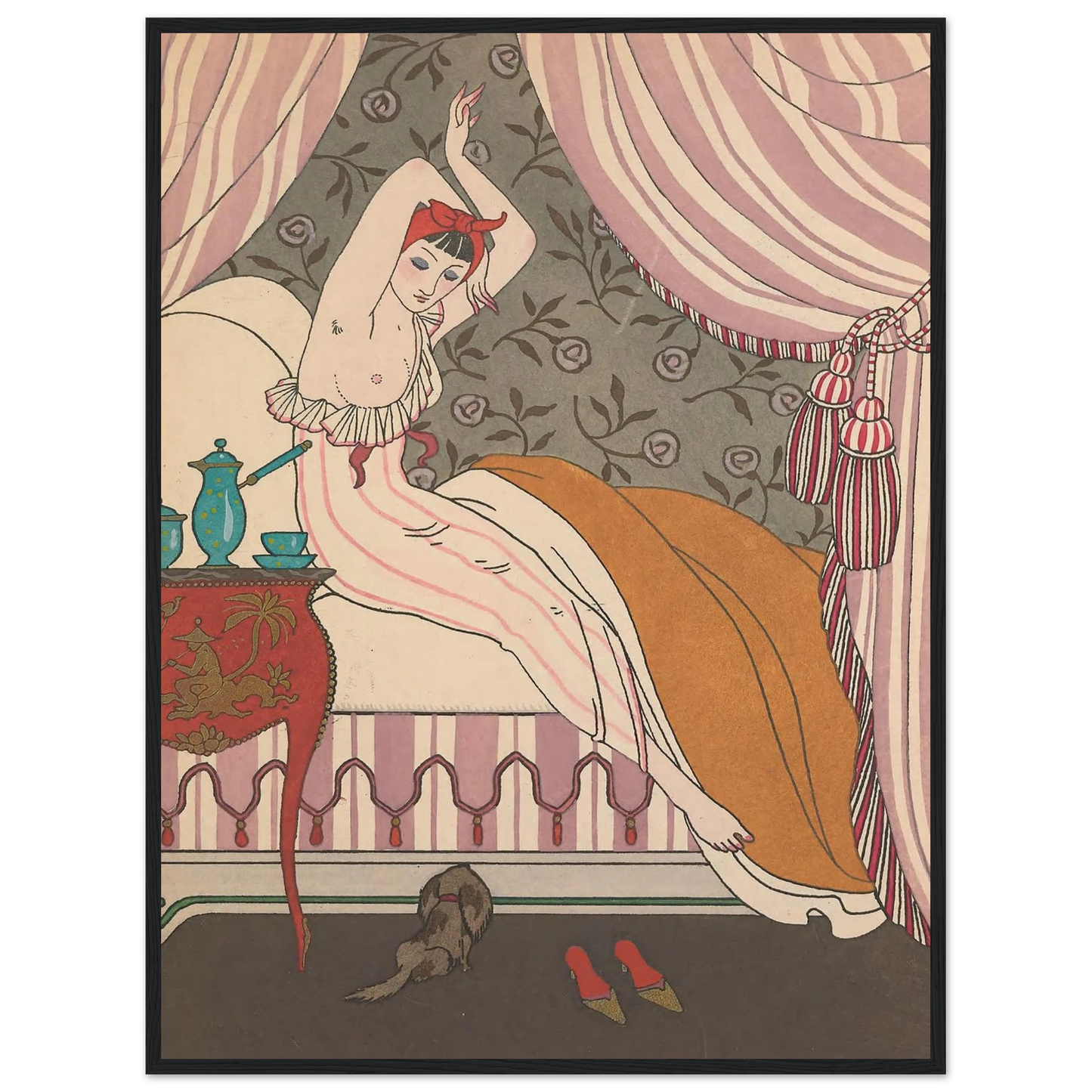 La Belle Matineuse (1914) Art Print | George Barbier - Framed Poster - 30x40 cm / 12x16″ - Black frame