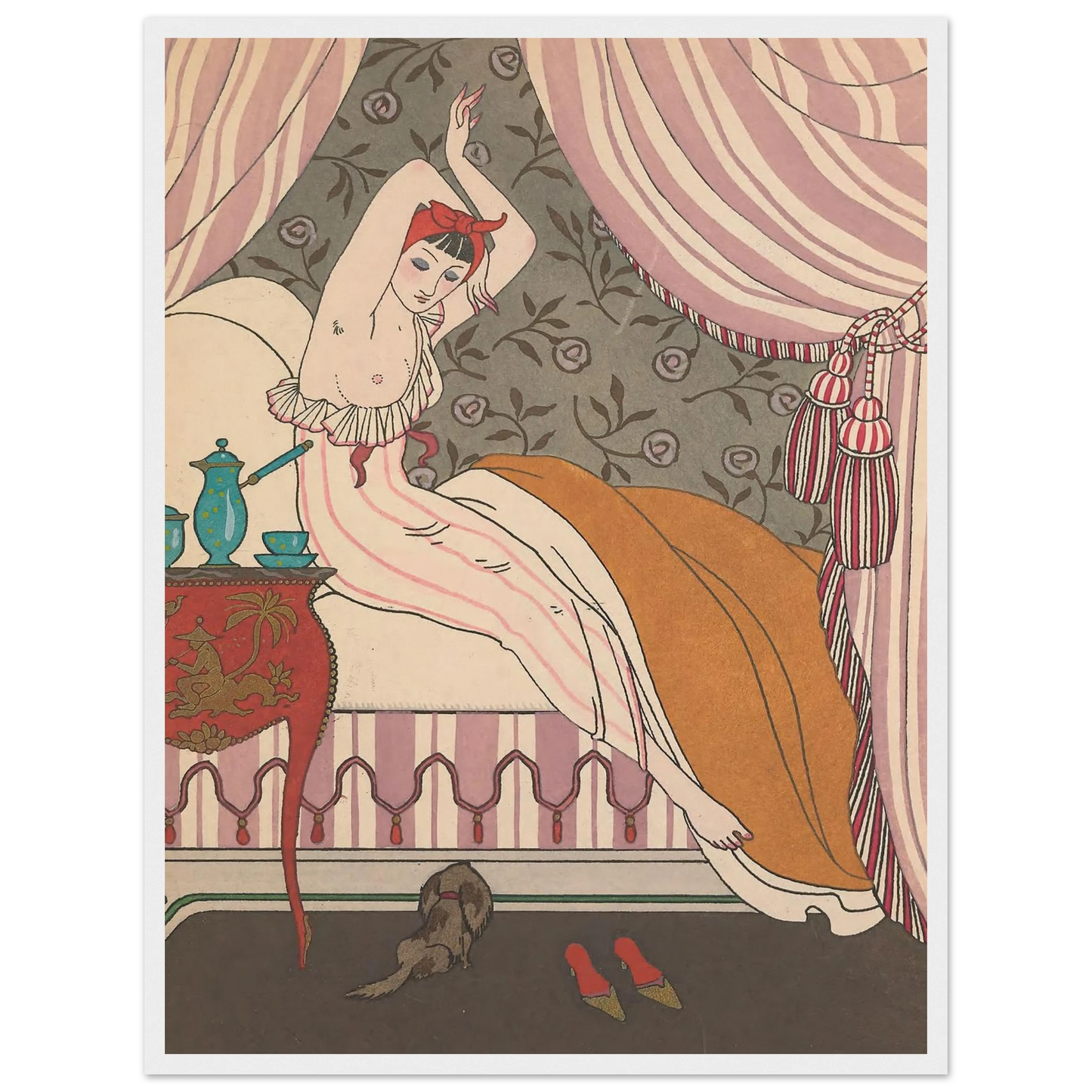 La Belle Matineuse (1914) Art Print | George Barbier - Framed Poster - 30x40 cm / 12x16″ - Black frame